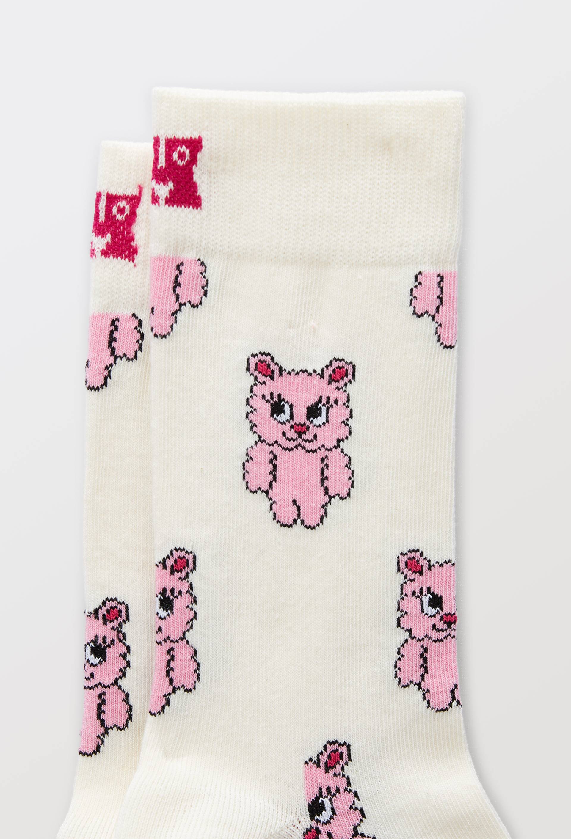 Paire de chaussettes fantaisie en coton HAPPY SOCKS, Ecru, large image number 1