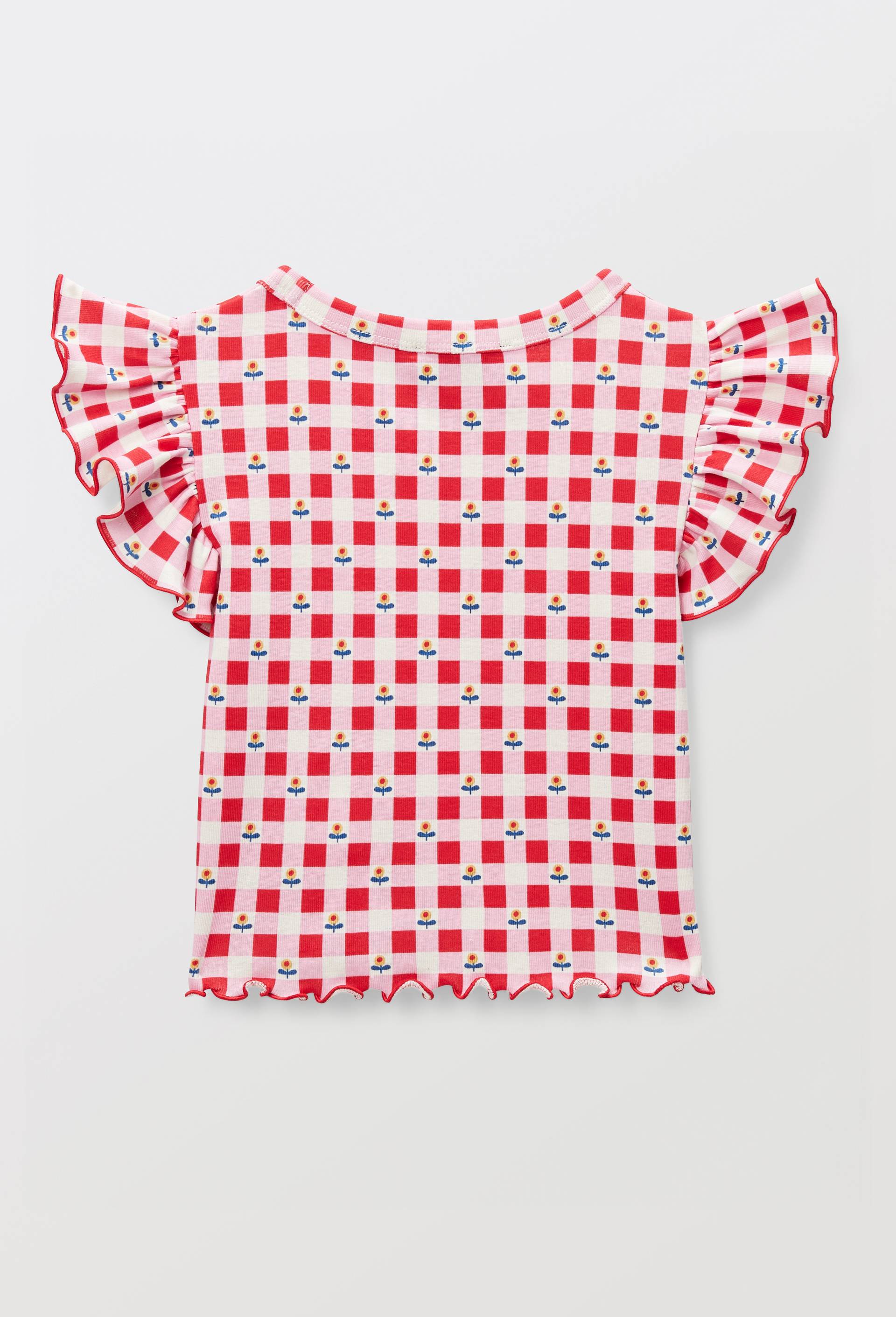 T-shirt manches volantes imprim&eacute; en coton, Rouge, large image number 2
