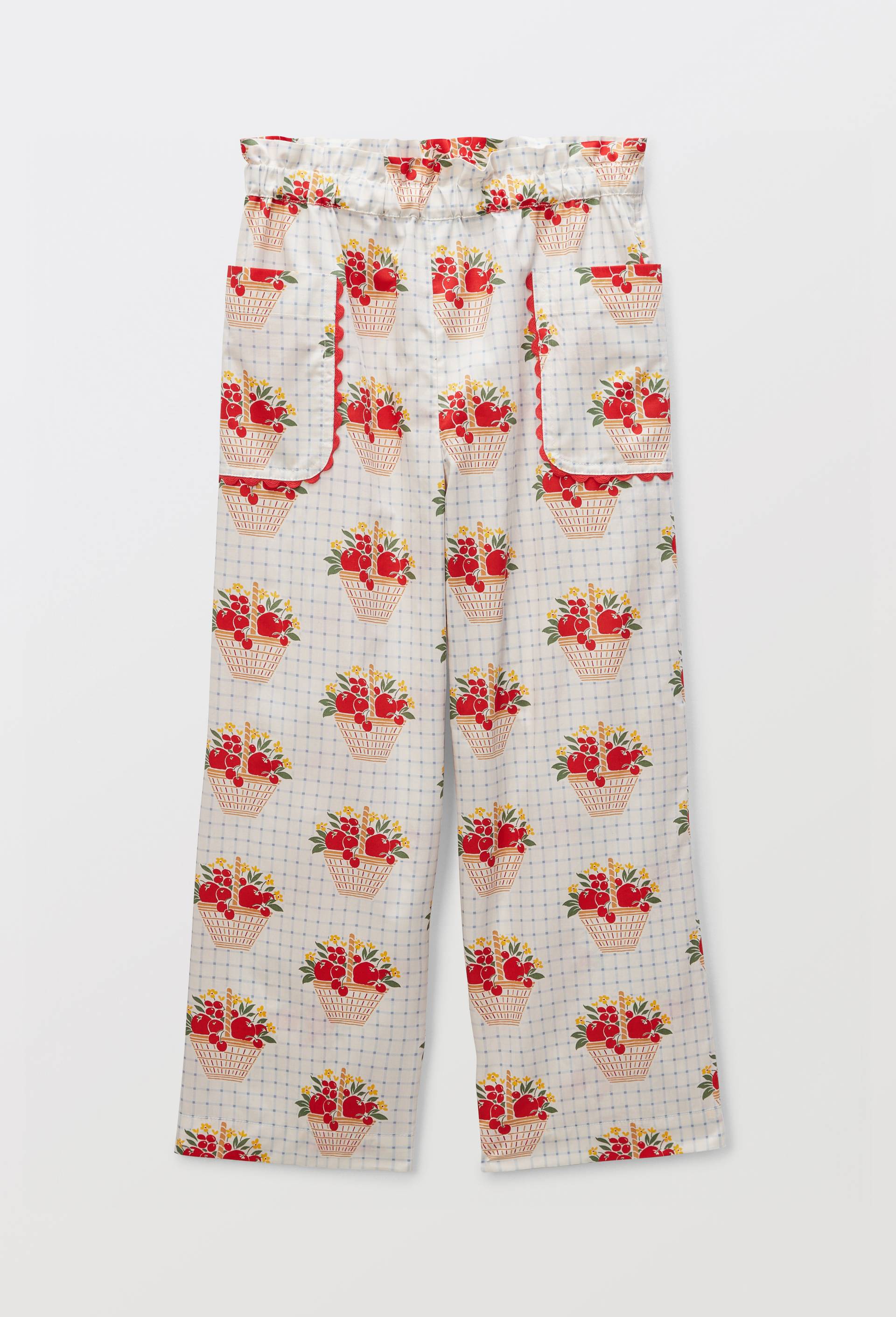 Pantalon taille &eacute;lastique imprim&eacute; en coton, Bleu clair, large image number 0.0