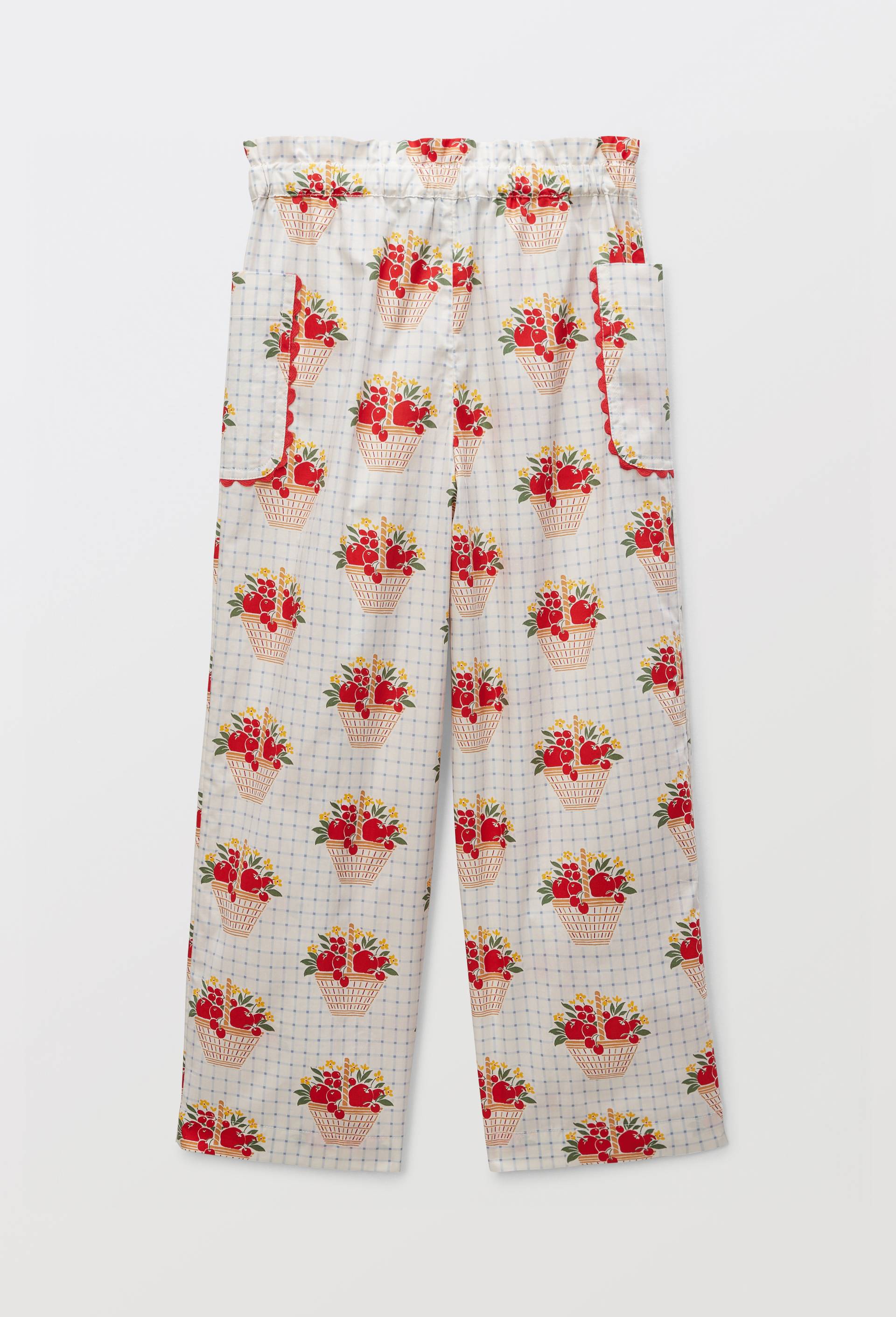 Pantalon taille &eacute;lastique imprim&eacute; en coton, Bleu clair, large image number 1
