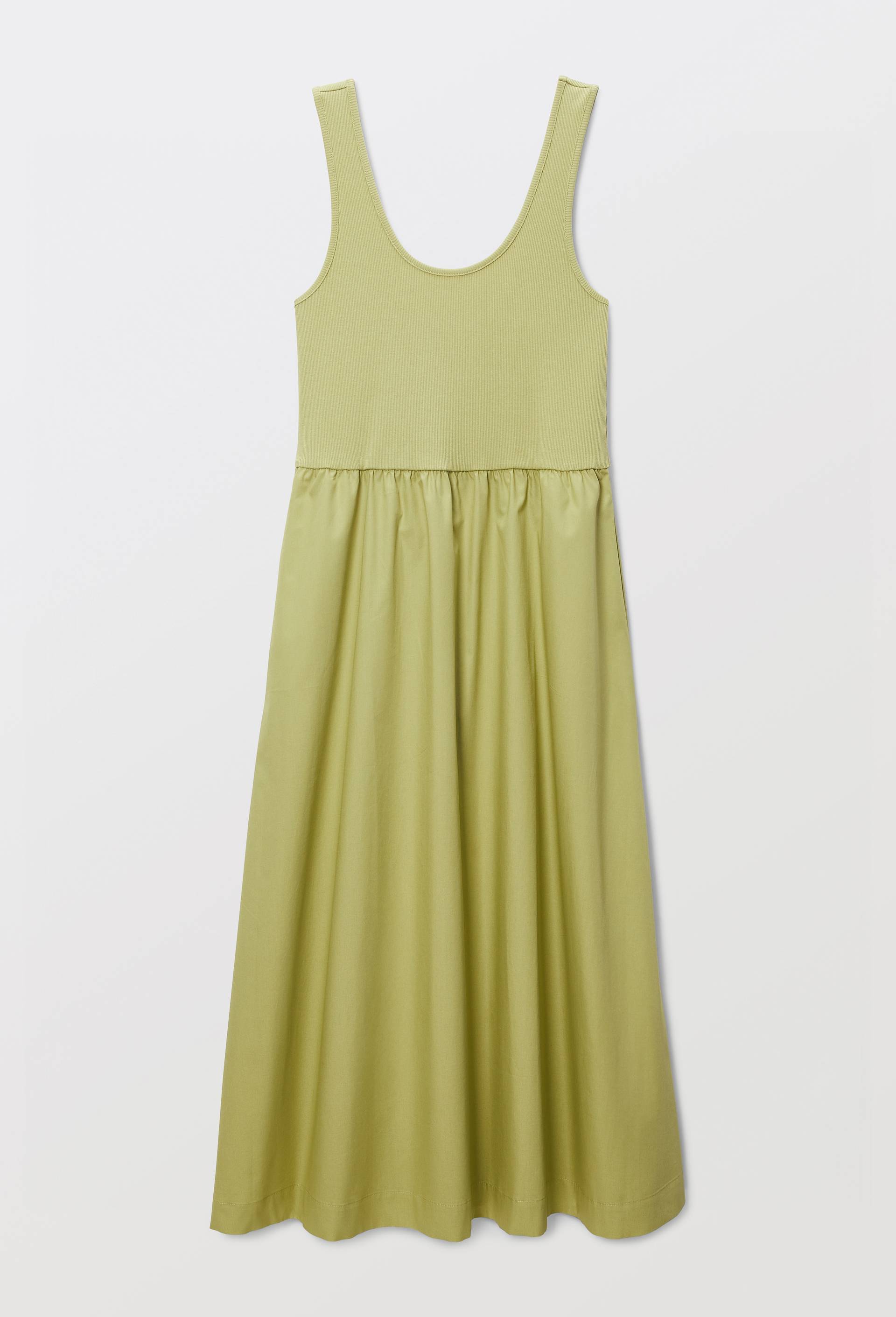 Robe longue bi-mati&egrave;re unie en coton, Vert, large image number 2