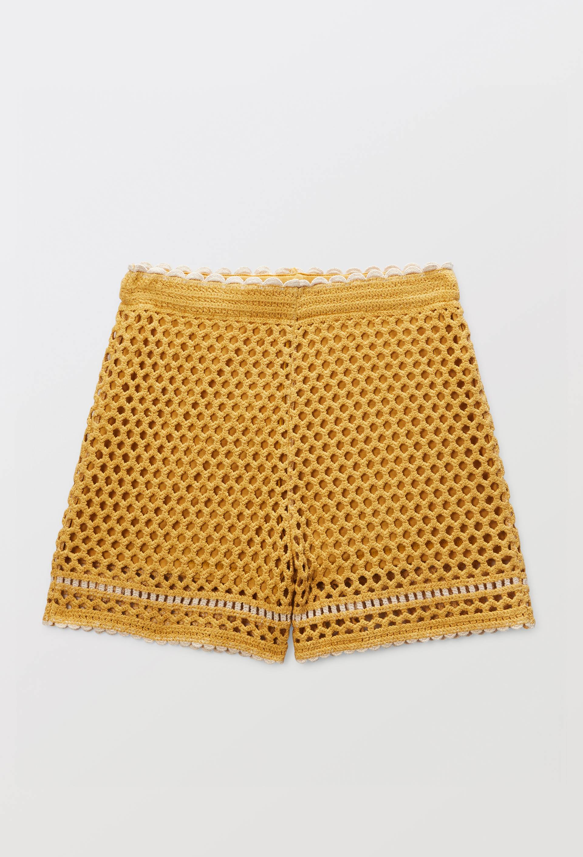 Short crochet en coton, Jaune, large image number 1.0
