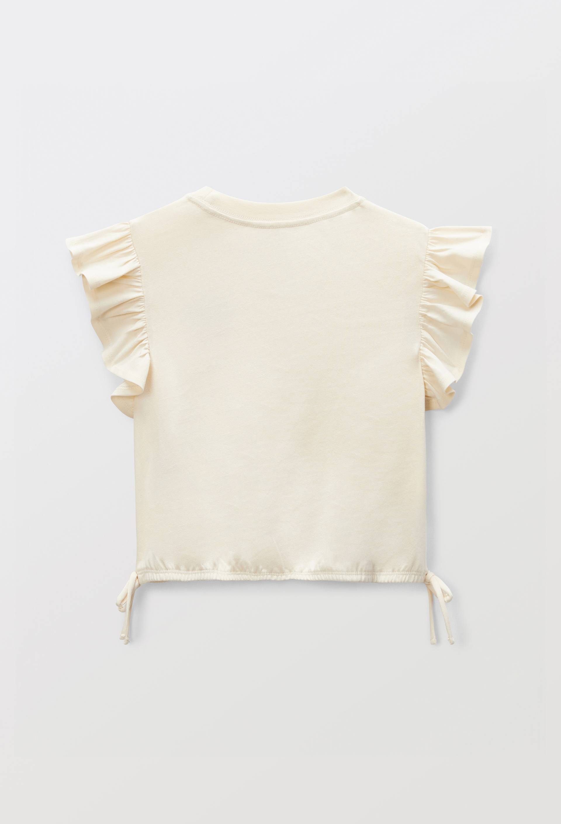 T-shirt brod&eacute; et d&eacute;tails noeuds en coton, Beige clair, large image number 2
