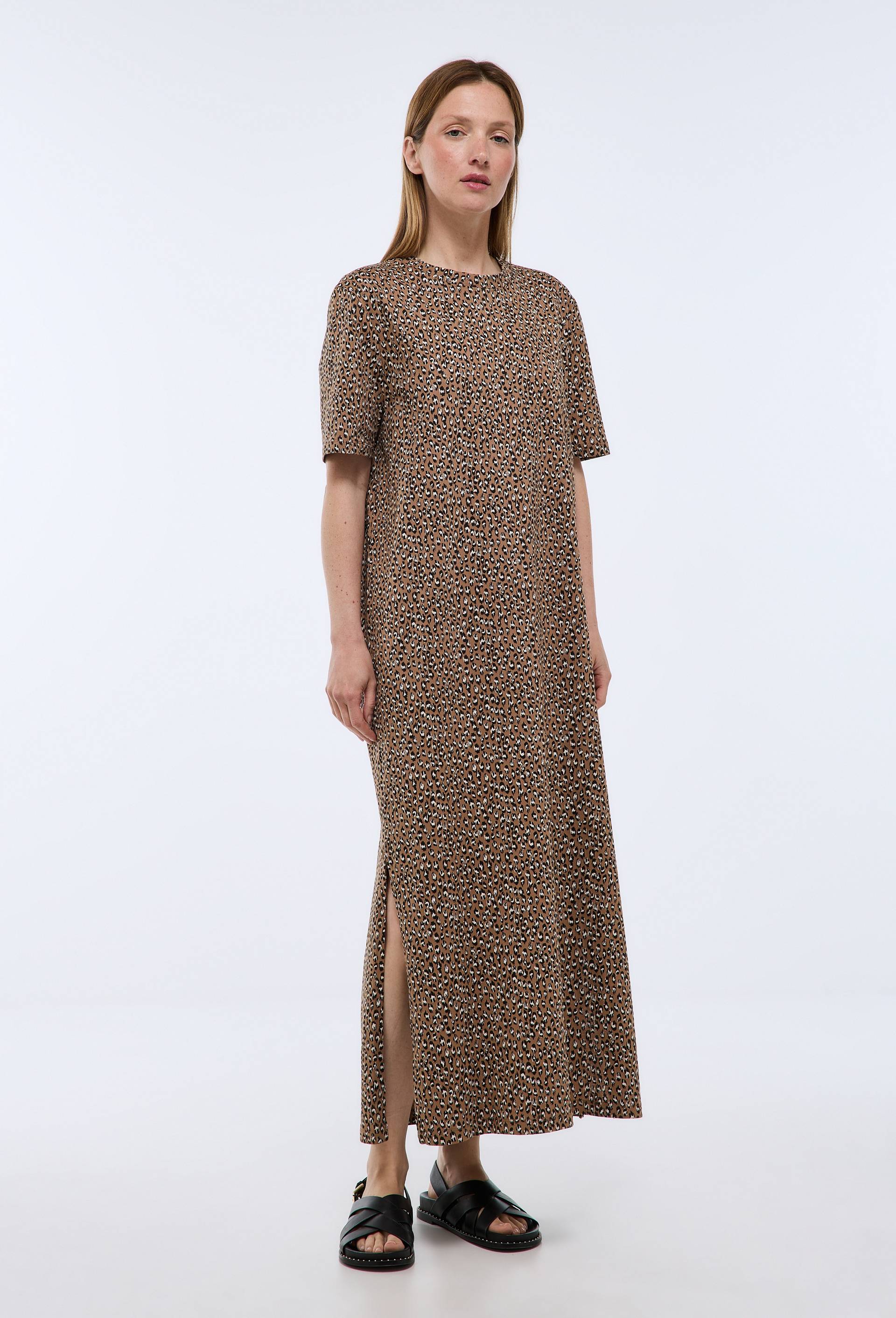 Robe t-shirt imprim&eacute; en coton BIO GOTS, Beige, large image number 0.0