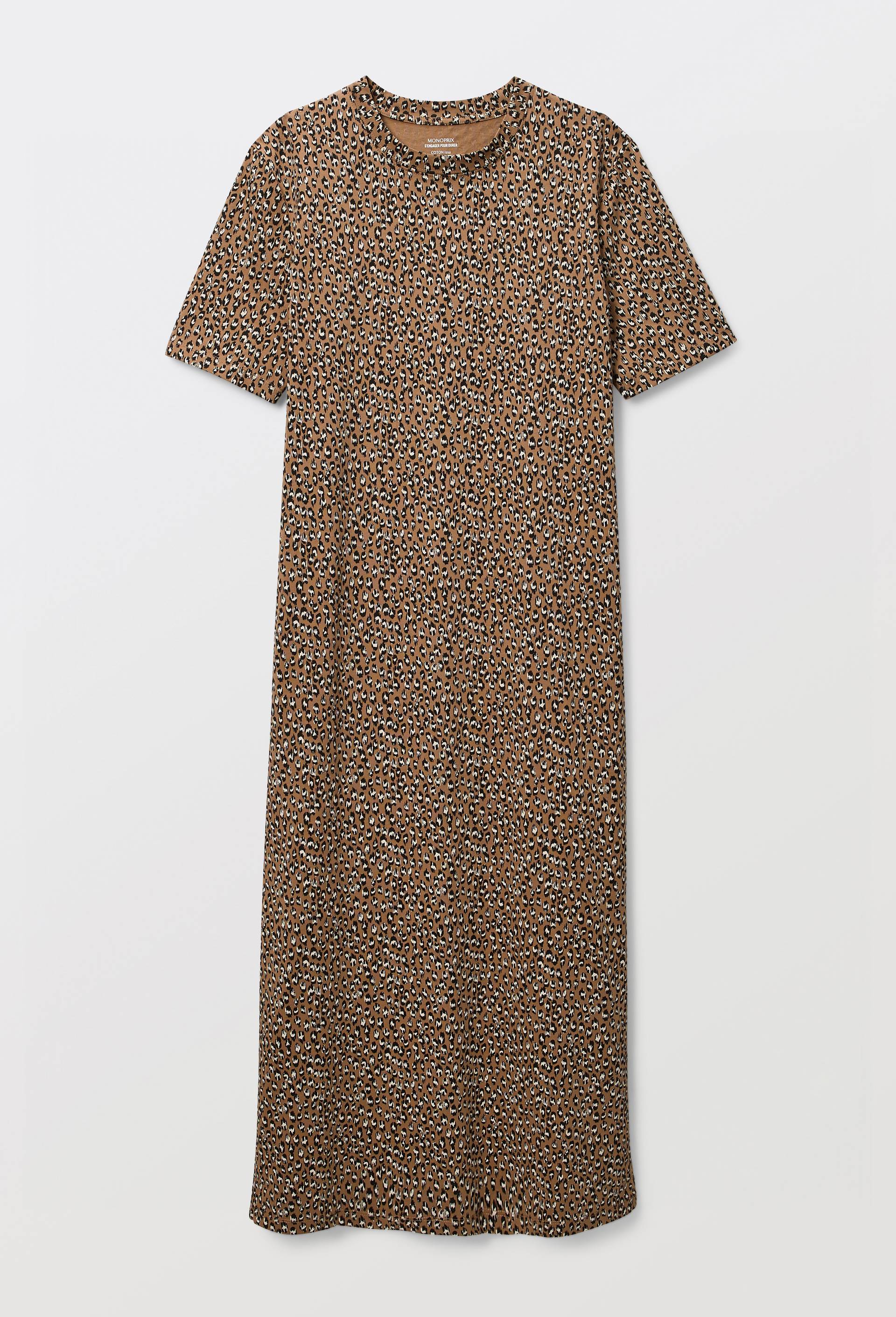 Robe t-shirt imprim&eacute; en coton BIO GOTS, Beige, large image number 2.0