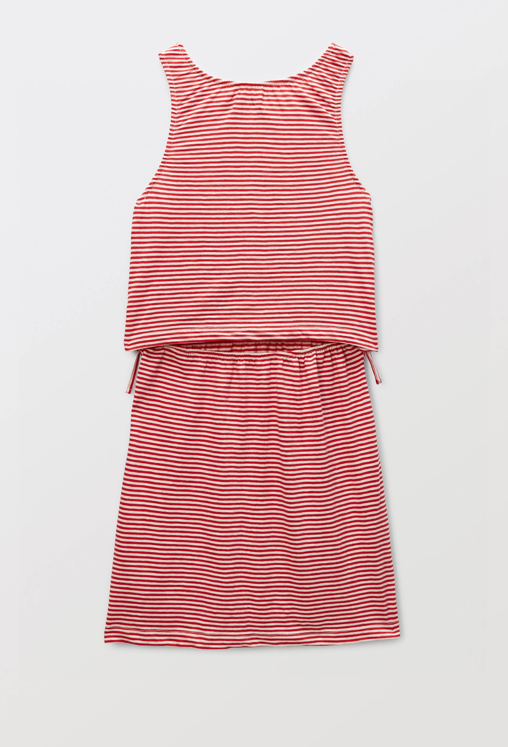 Robe &agrave; bretelles ray&eacute;e en coton, Rouge, large image number 2