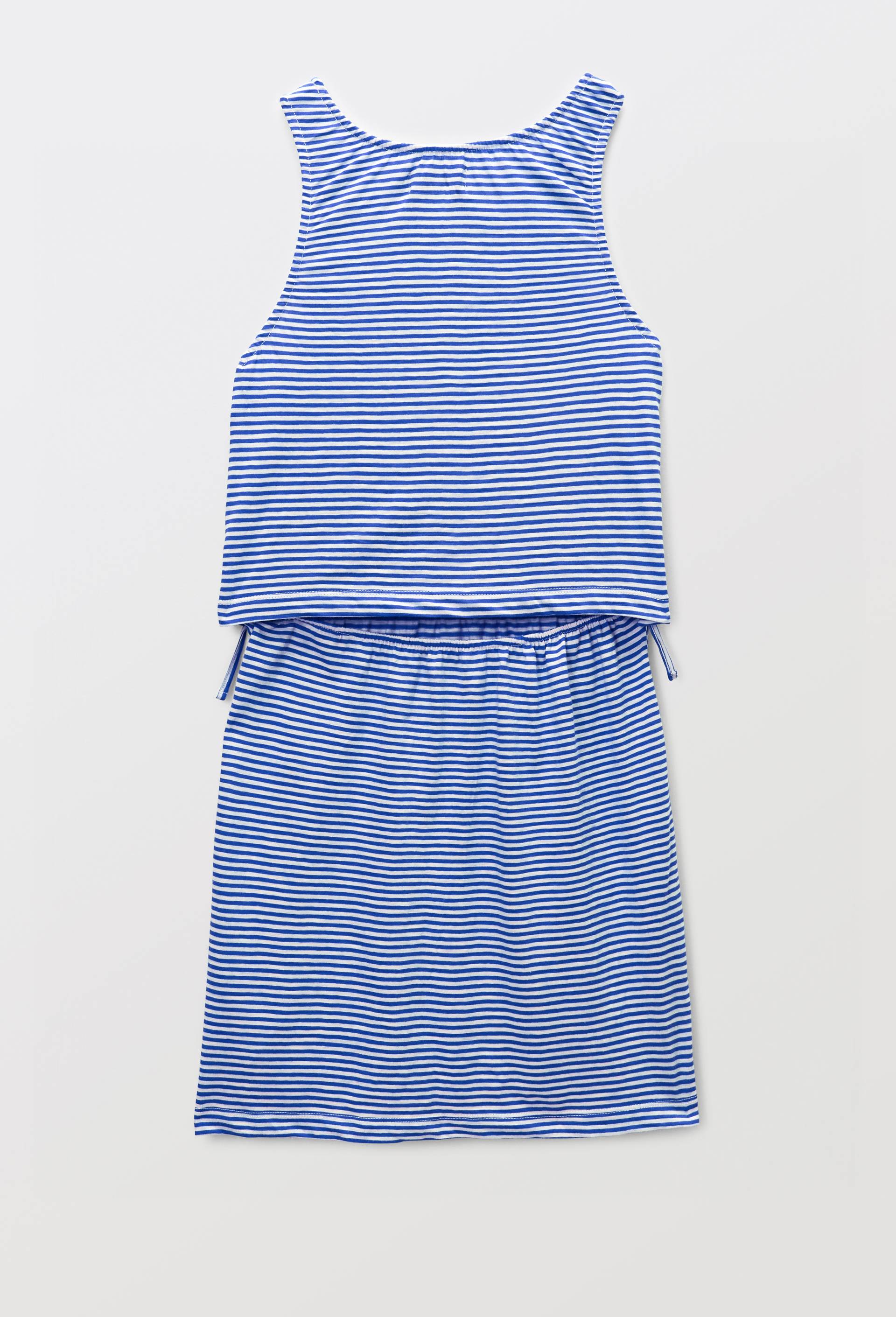 Robe &agrave; bretelles ray&eacute;e en coton, Bleu, large image number 1