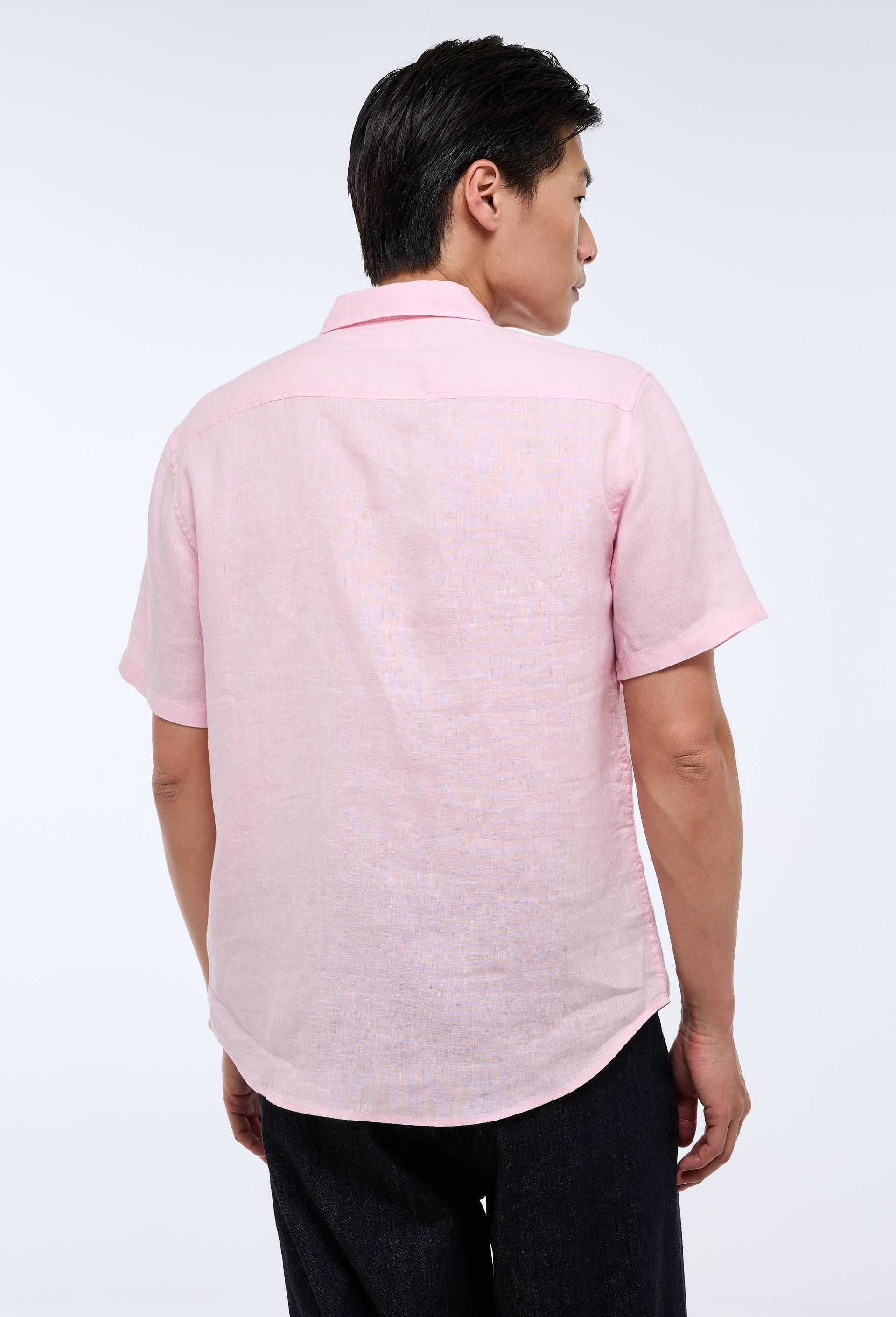 Chemise manches courtes en lin, Rose, large image number 1.0