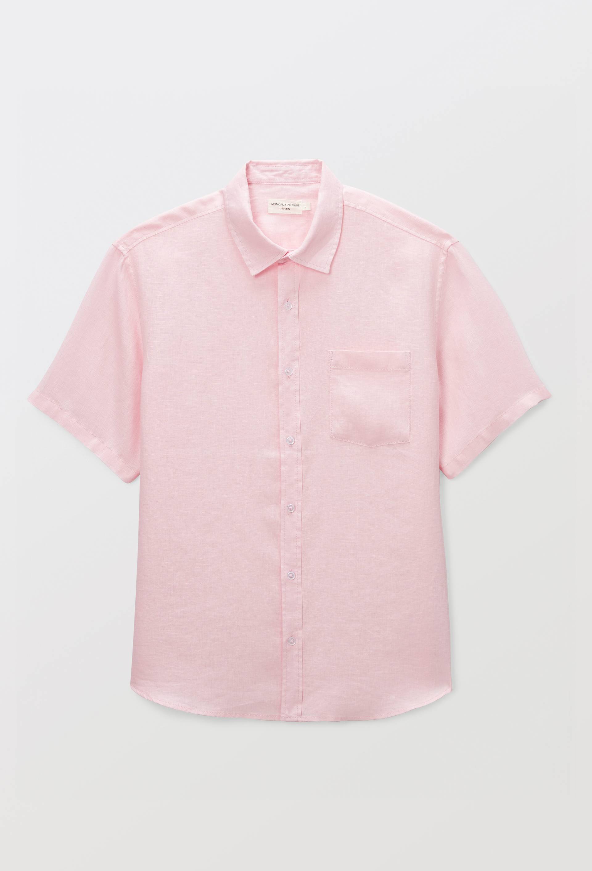 Chemise manches courtes en lin, Rose, large image number 2.0