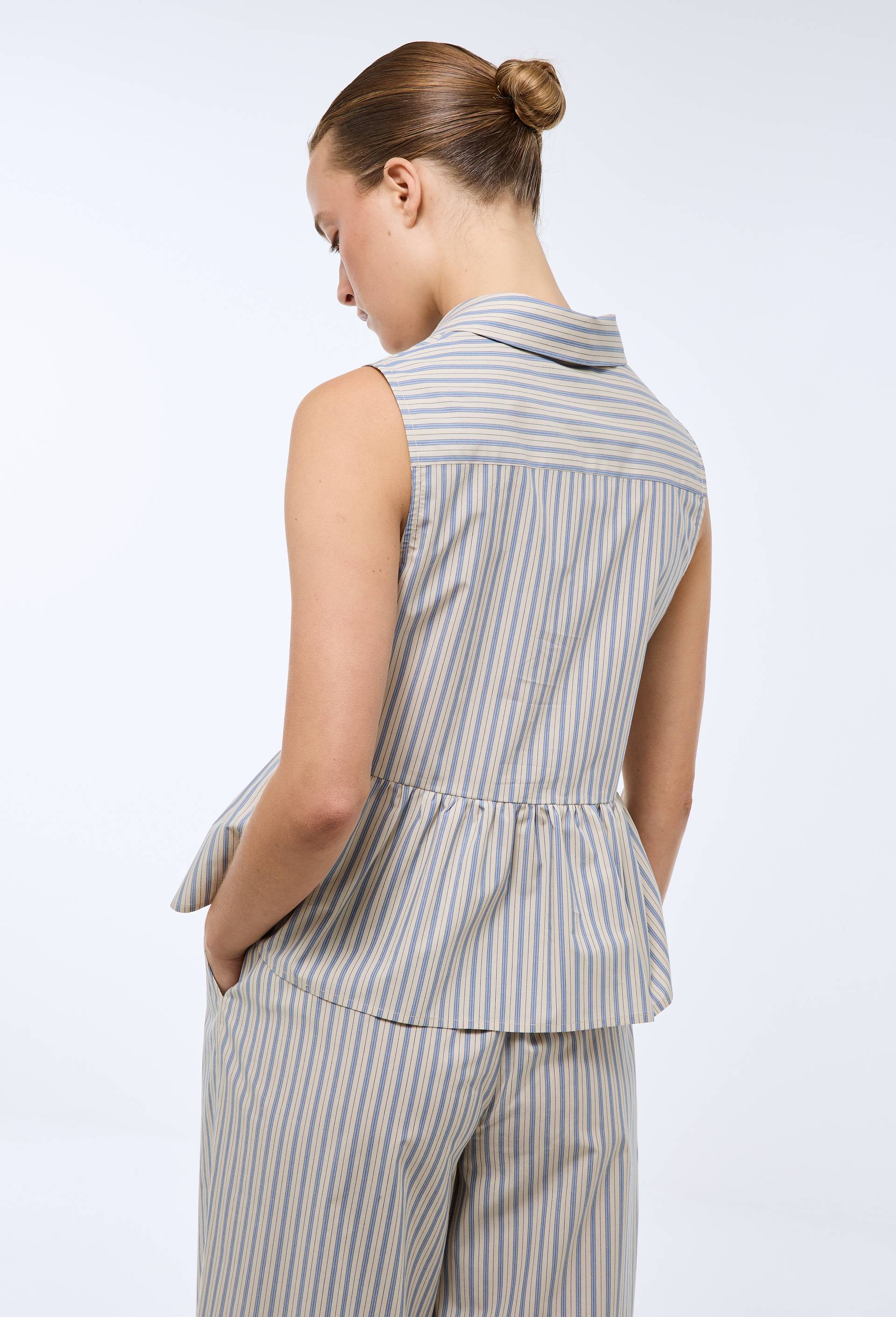 Chemise sans manches ray&eacute;e en coton BIO GOTS, Bleu clair, large image number 1