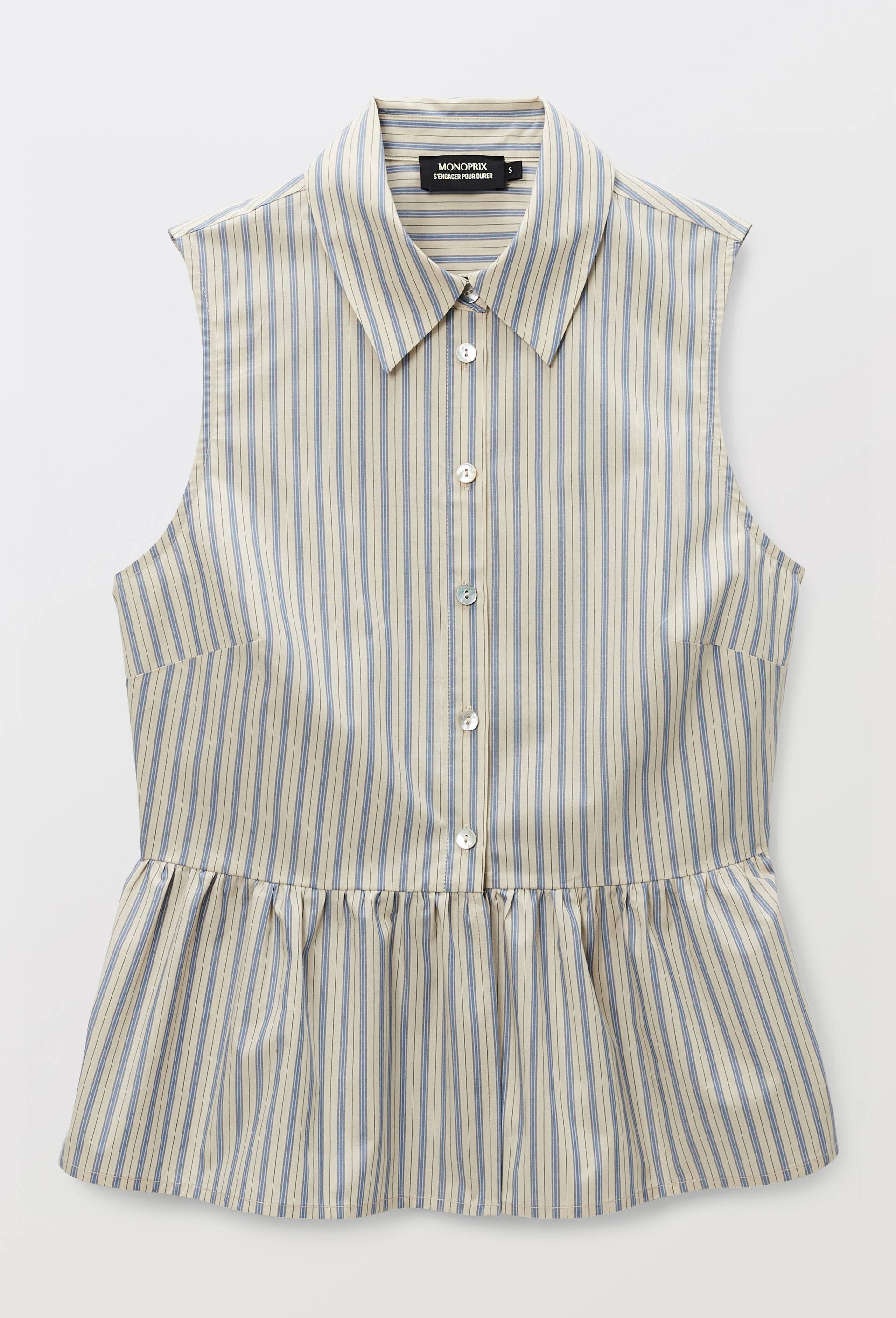 Chemise sans manches ray&eacute;e en coton BIO GOTS, Bleu clair, large image number 2.0