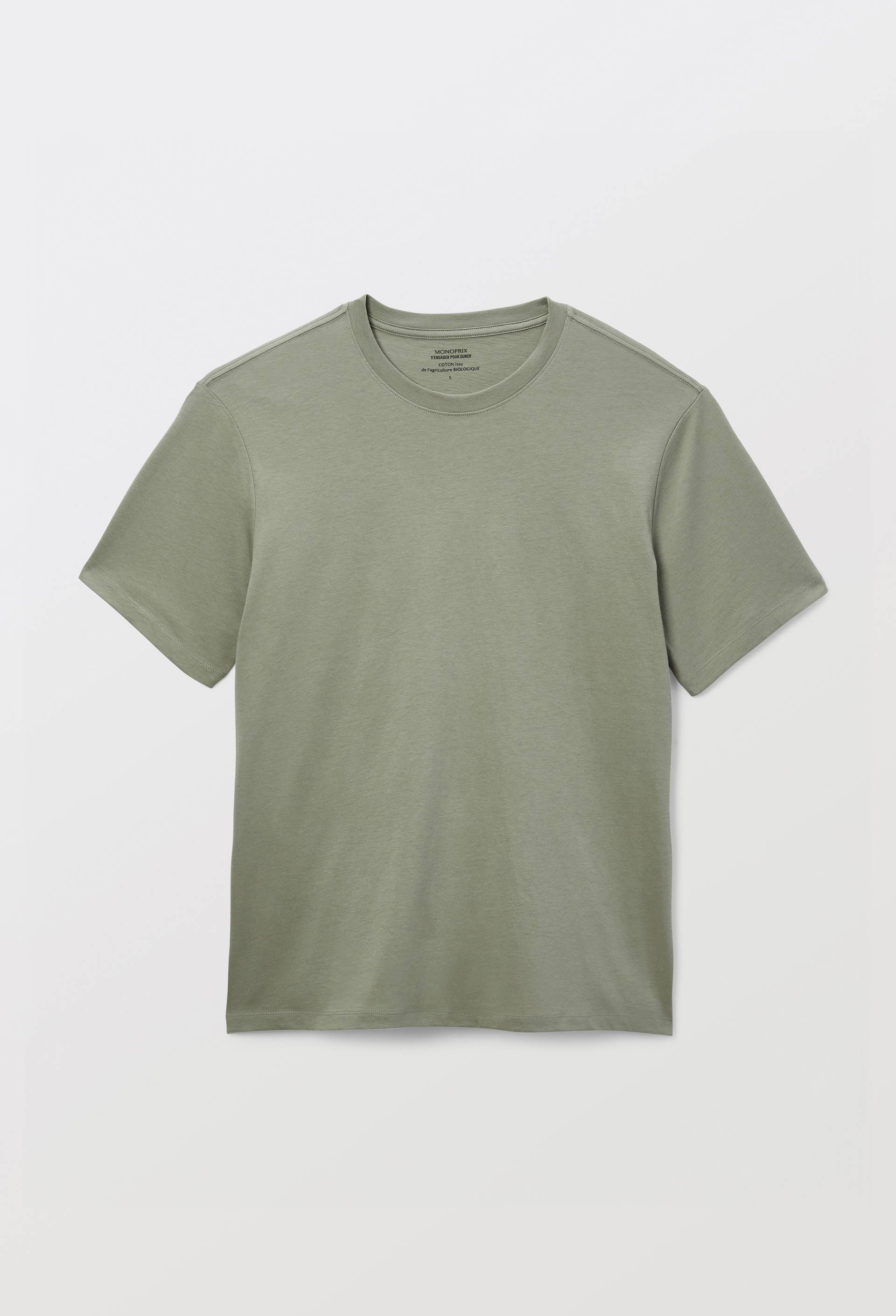 T-shirt manches courtes col rond en coton BIO GOTS, Vert, large image number 2.0