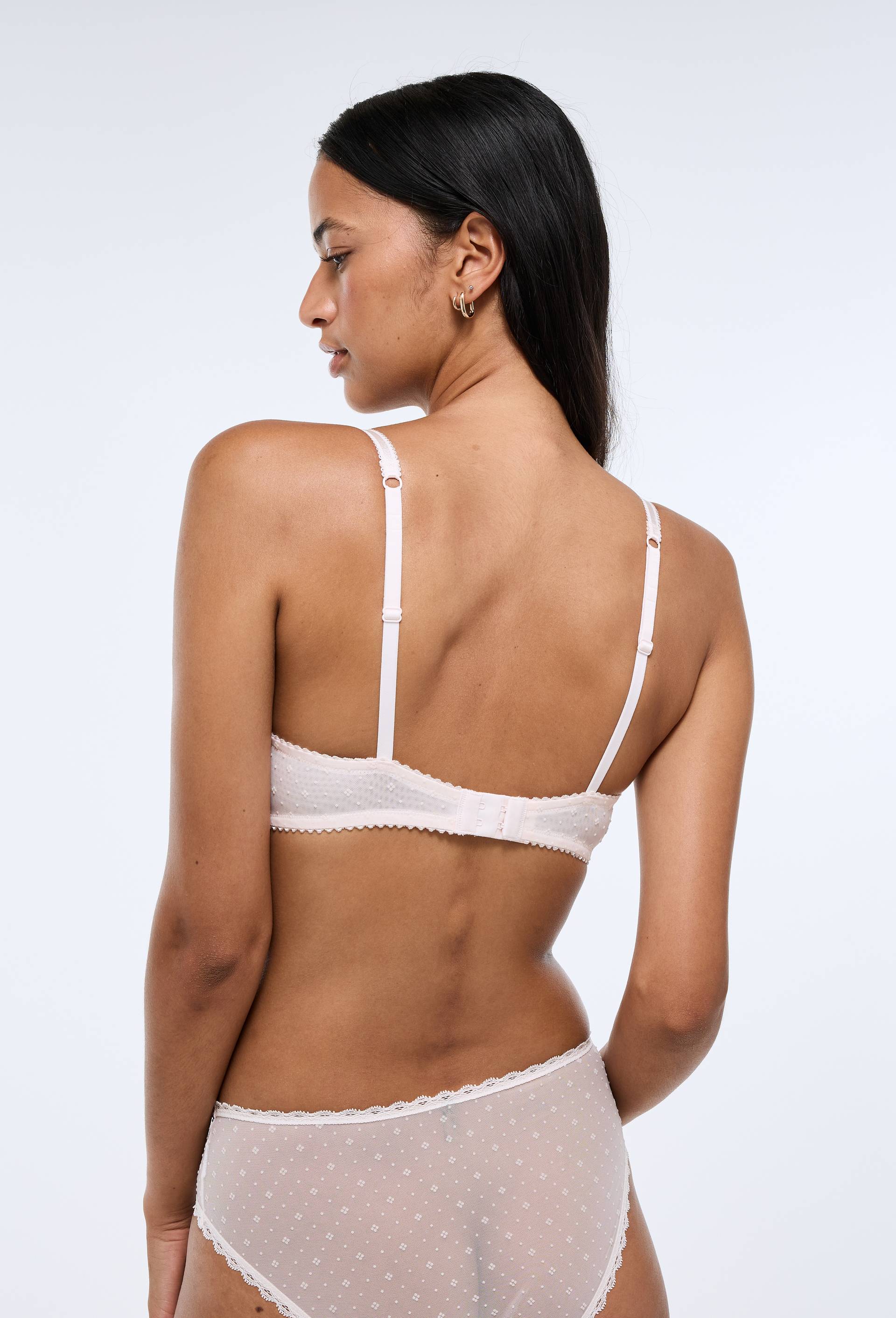 Soutien-gorge corbeille balconnet GINETTE en tulle floqu&eacute;, Rose clair, large image number 1