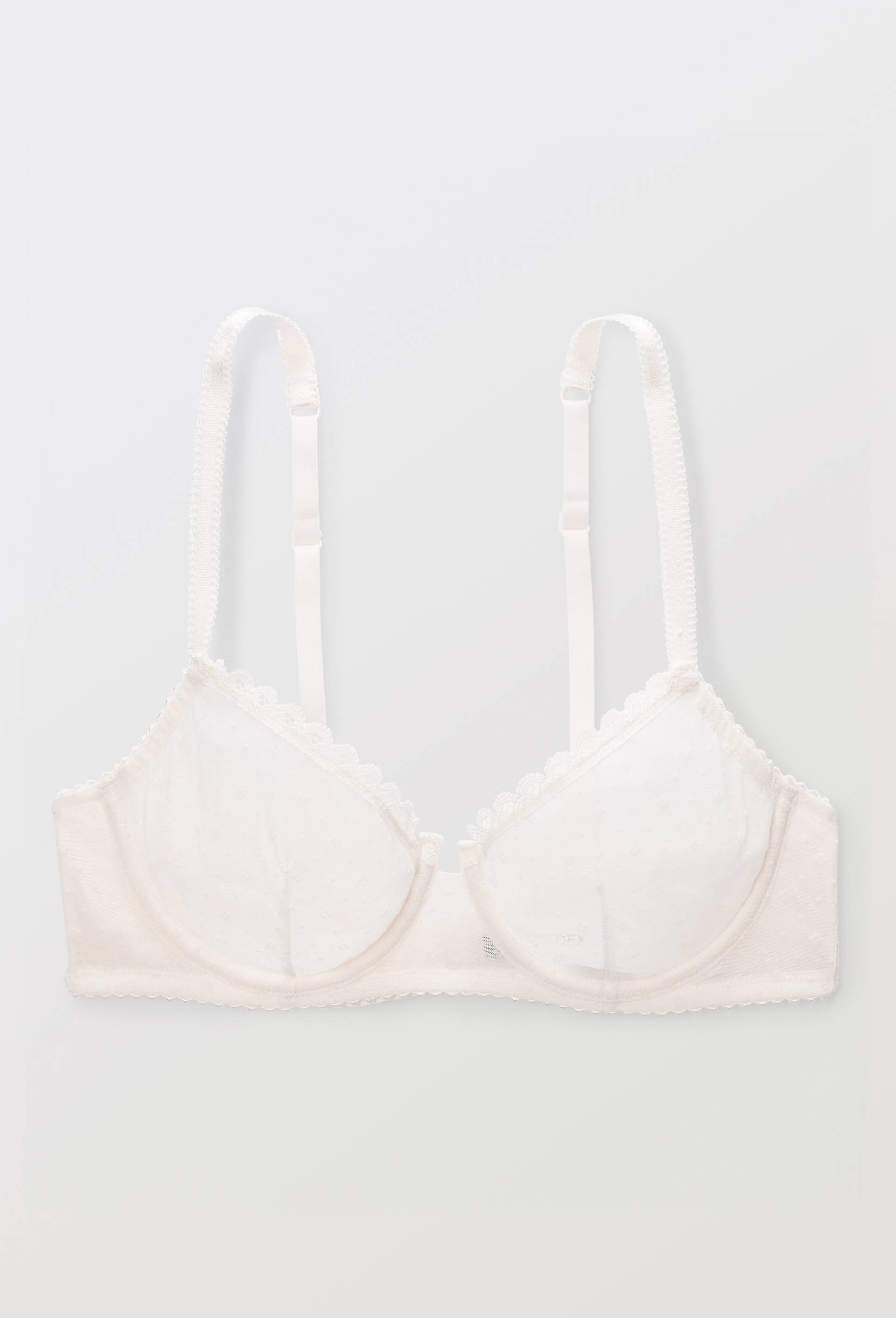 Soutien-gorge corbeille balconnet GINETTE en tulle floqu&eacute;, Rose clair, large image number 2