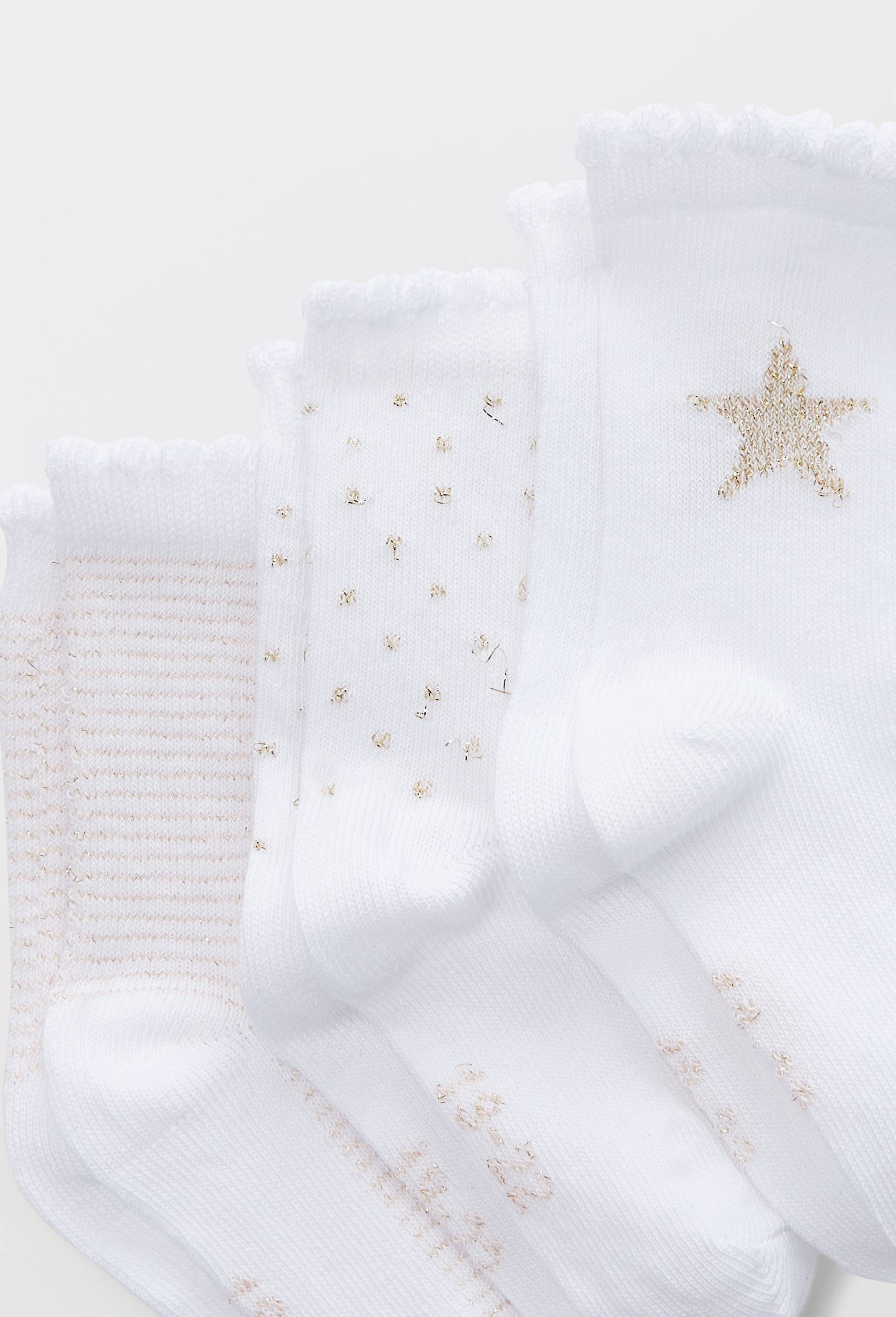 Lot de 3 paires de chaussettes &agrave; motifs contenant coton BIO, Ecru, large image number 1.0