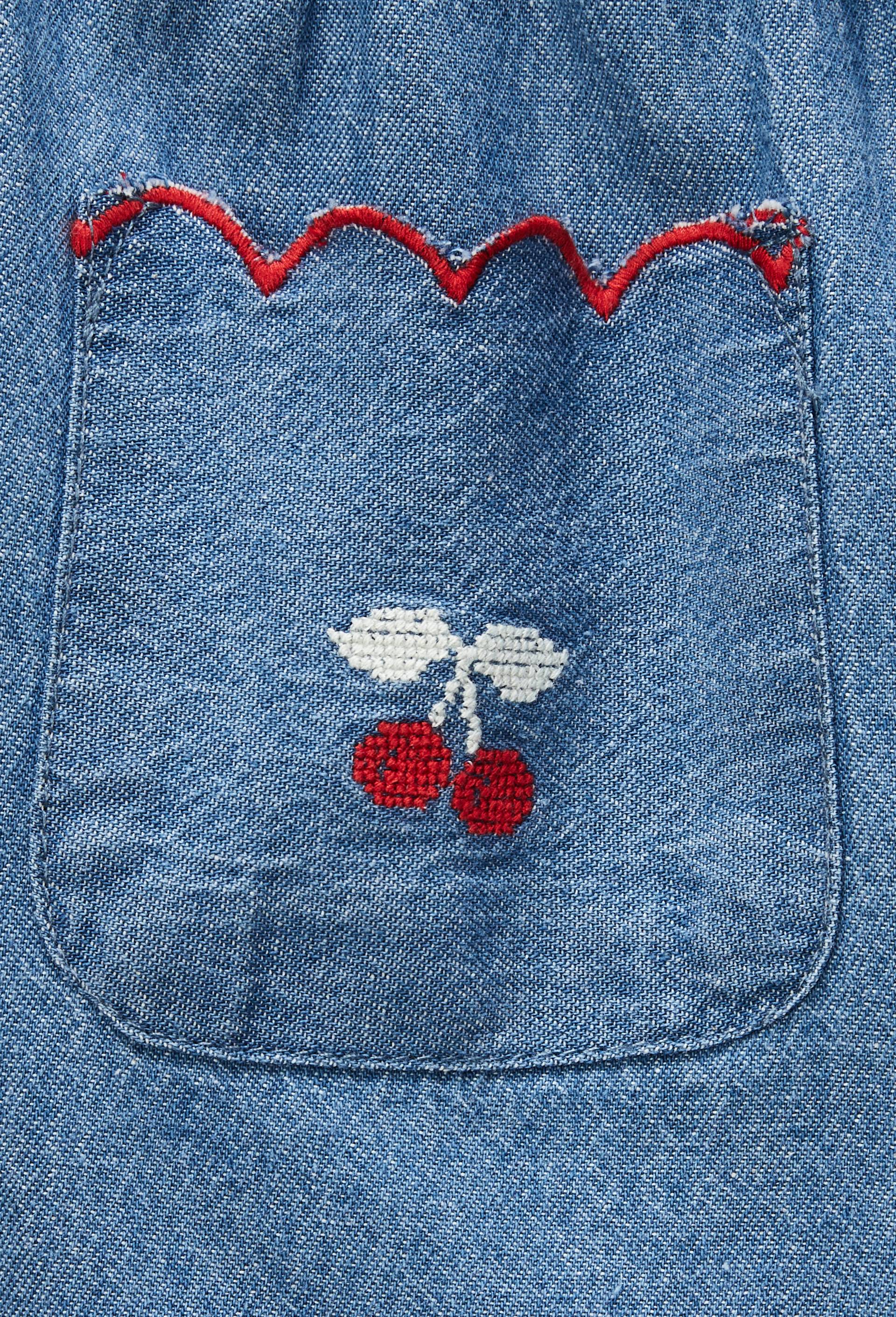 Short en denim broderies cerises, Bleu fonc&eacute;, large image number 4.0