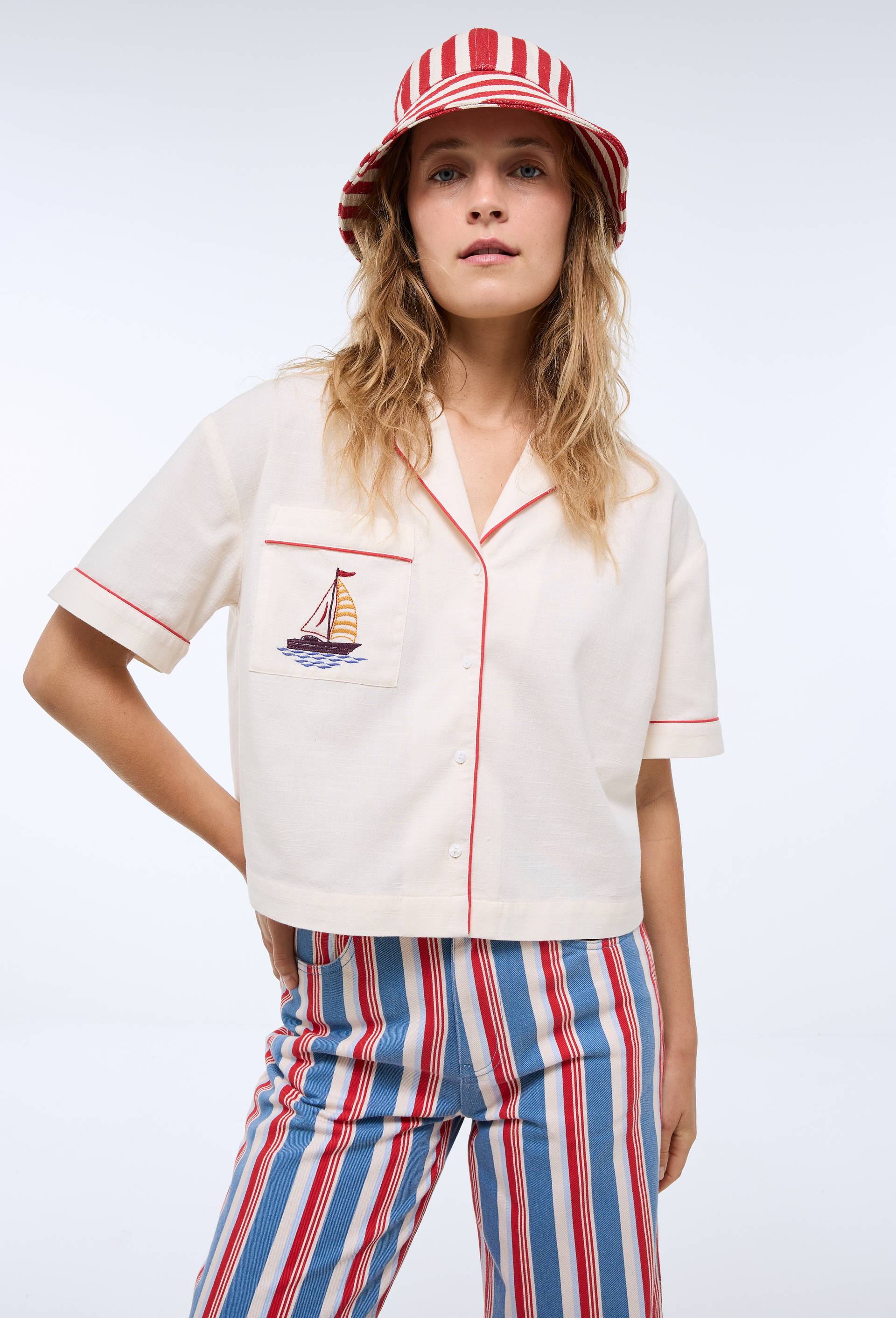 Chemise manches courtes en coton BIO GOTS, Beige clair, large image number 0.0