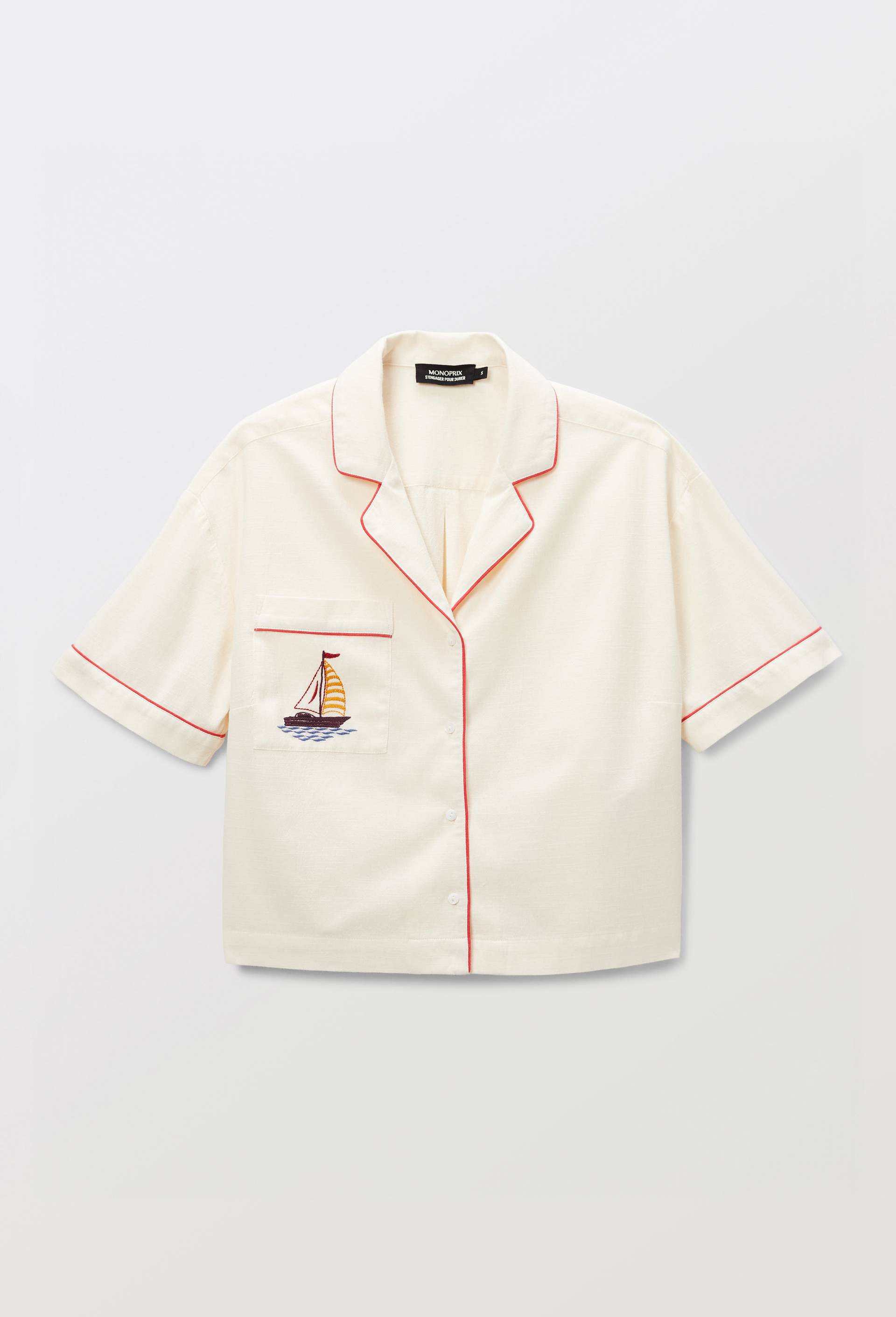 Chemise manches courtes en coton BIO GOTS, Beige clair, large image number 2