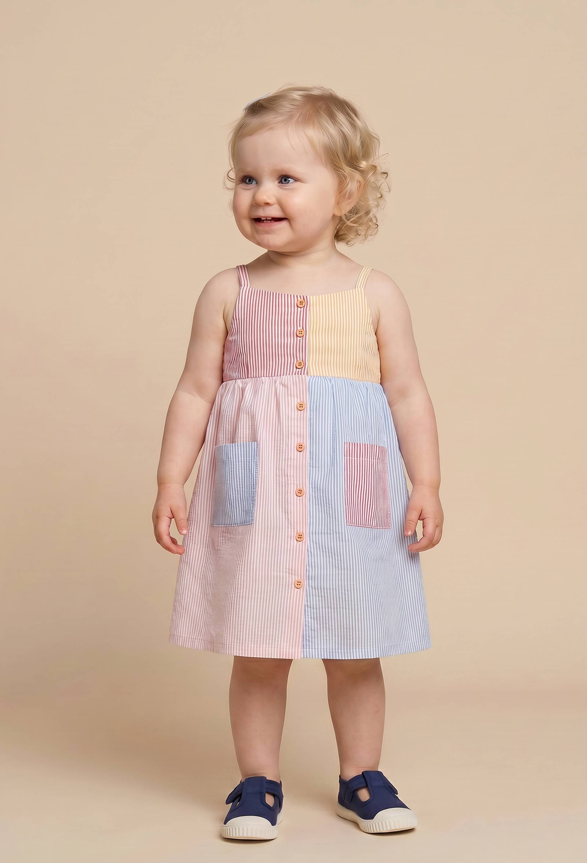Robe avec bloomer ray&eacute;s en coton BIO GOTS, Orange fonc&eacute;, large image number 0.0