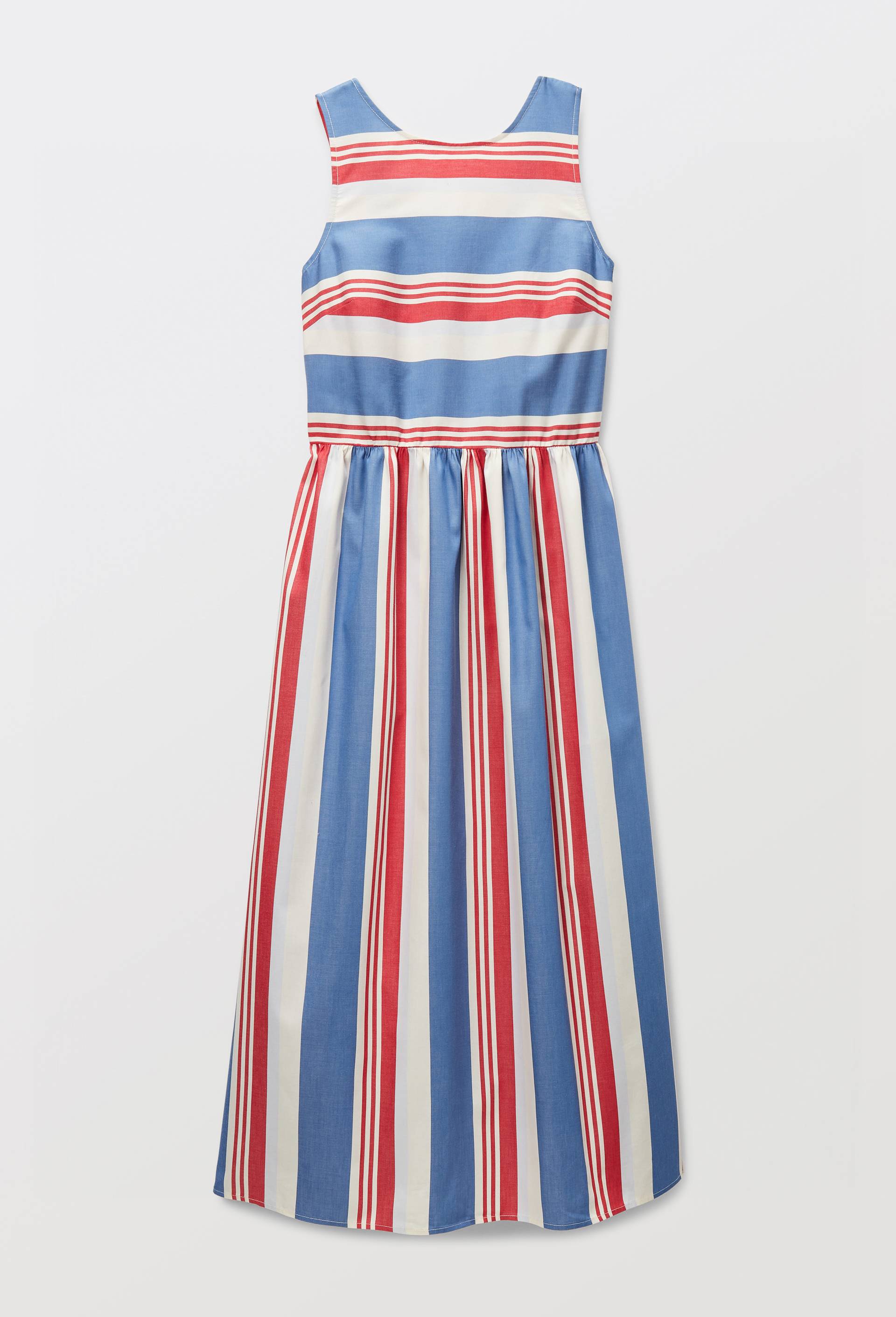 Robe midi ray&eacute;e en coton BIO GOTS, Bleu, large image number 2.0