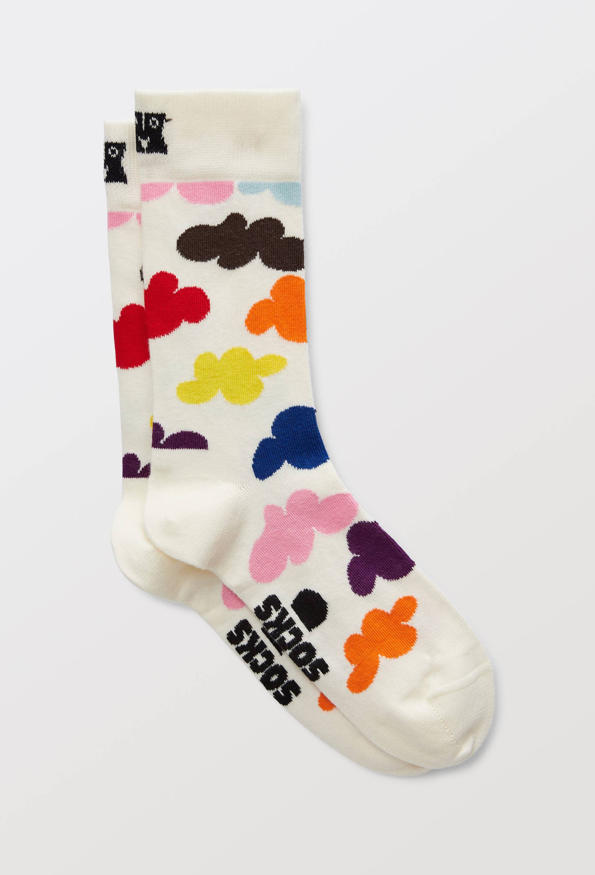 Paire de chaussettes fantaisie en coton HAPPY SOCKS, Ecru, large image number 0