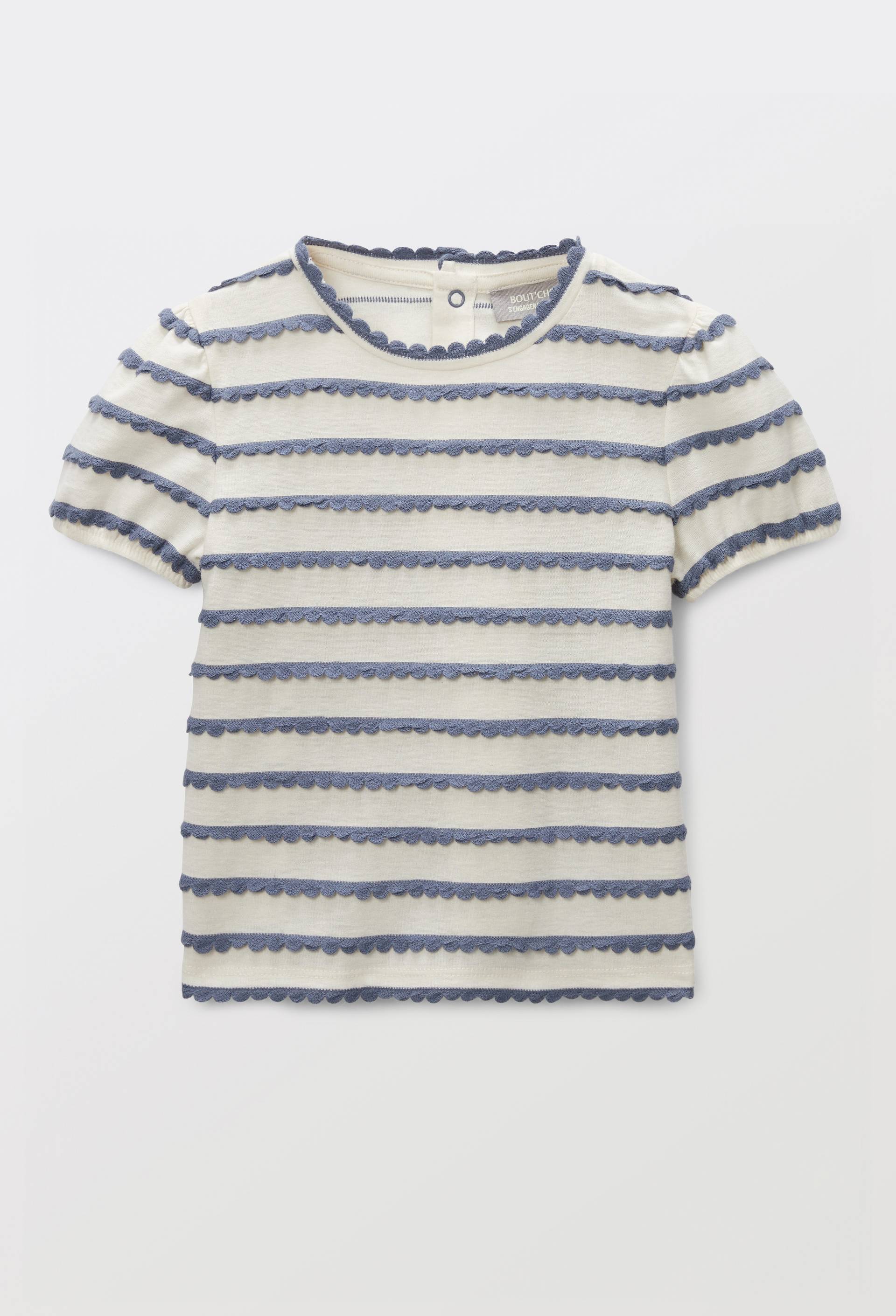 T-shirt manches courtes fantaisie en coton BIO GOTS, Bleu fonc&eacute;, large image number 1.0