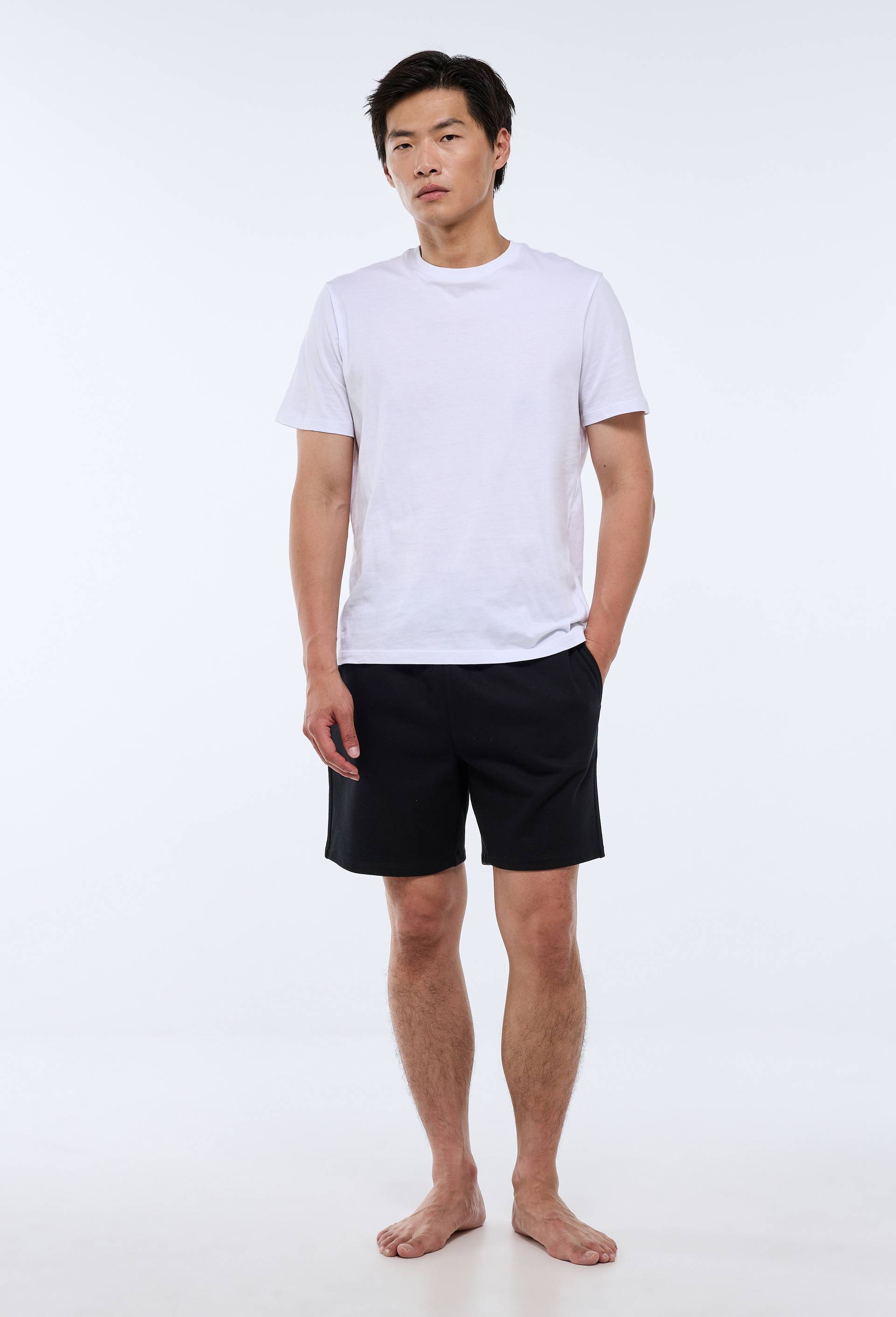 Bermuda molleton en coton BIO GOTS, Noir, swatch image