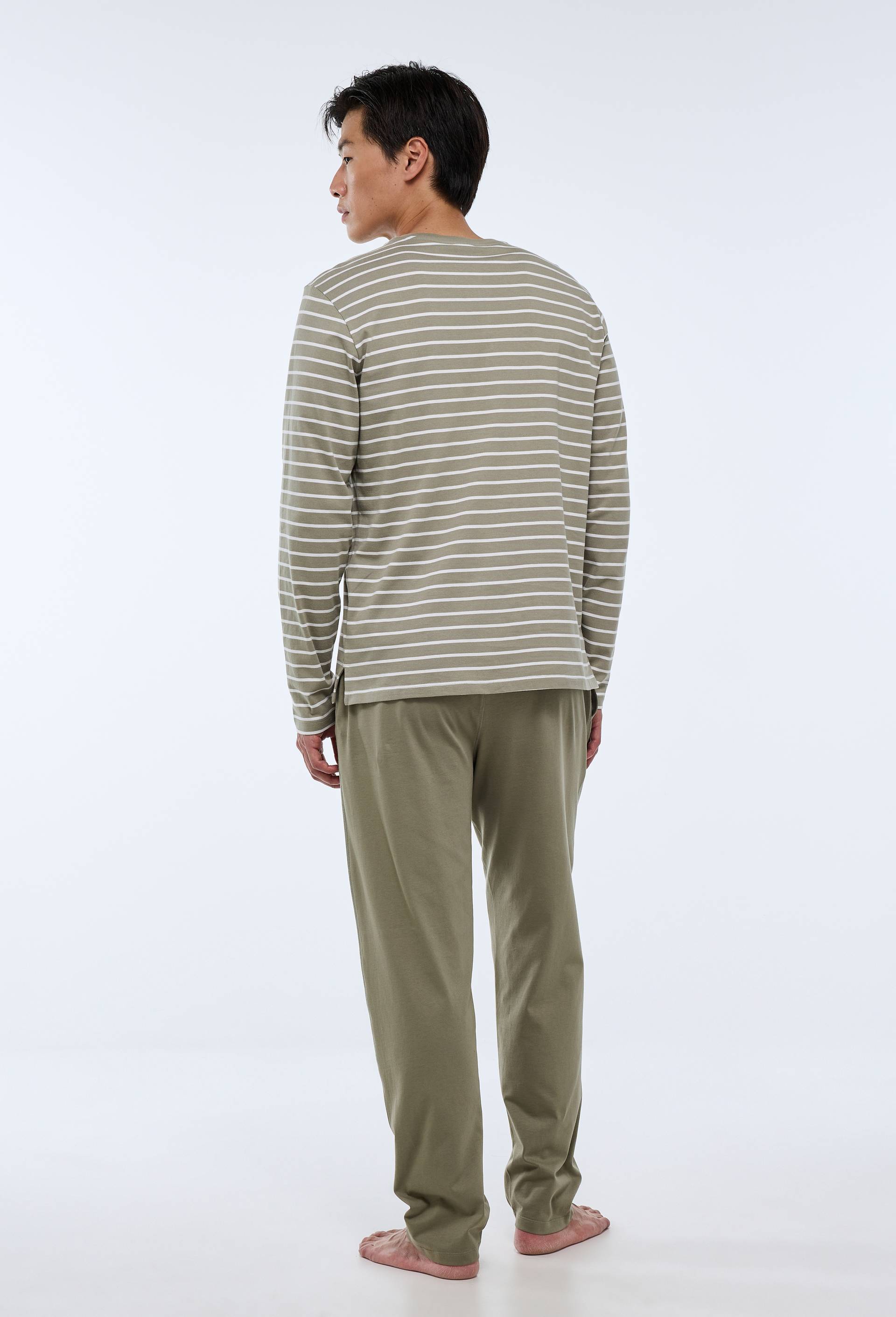 Pyjama T-shirt manches longues ray&eacute; et pantalon en jersey de coton BIO GOTS, Vert, large image number 2.0