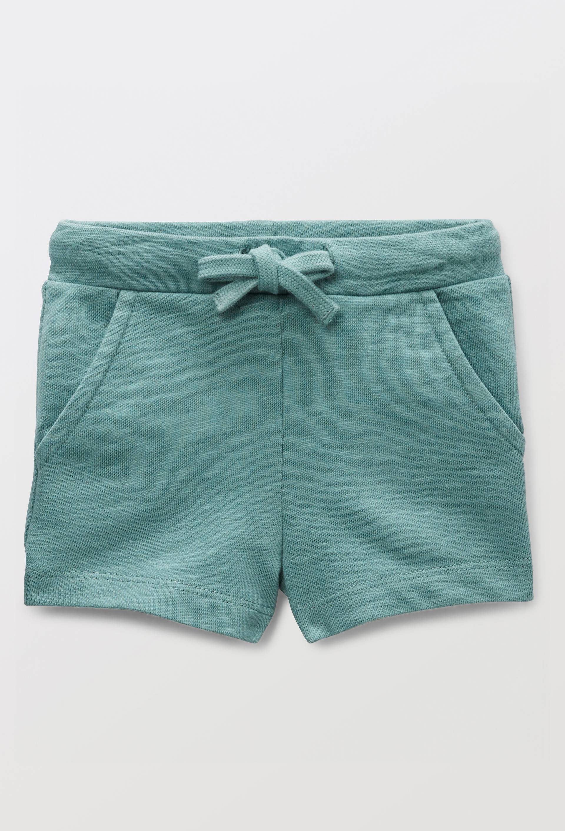 Short taille &eacute;lastique uni en molleton en coton BIO GOTS, Vert, large image number 1.0