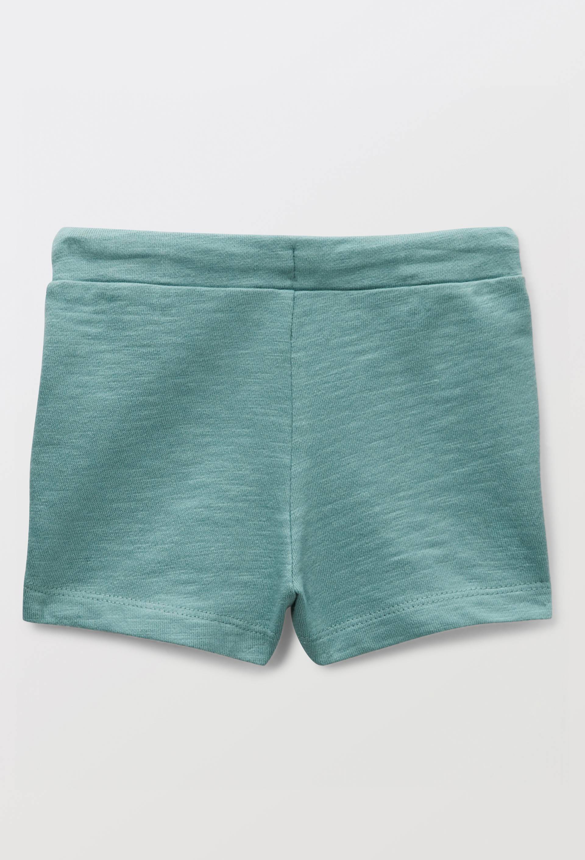 Short taille &eacute;lastique uni en molleton en coton BIO GOTS, Vert, large image number 2