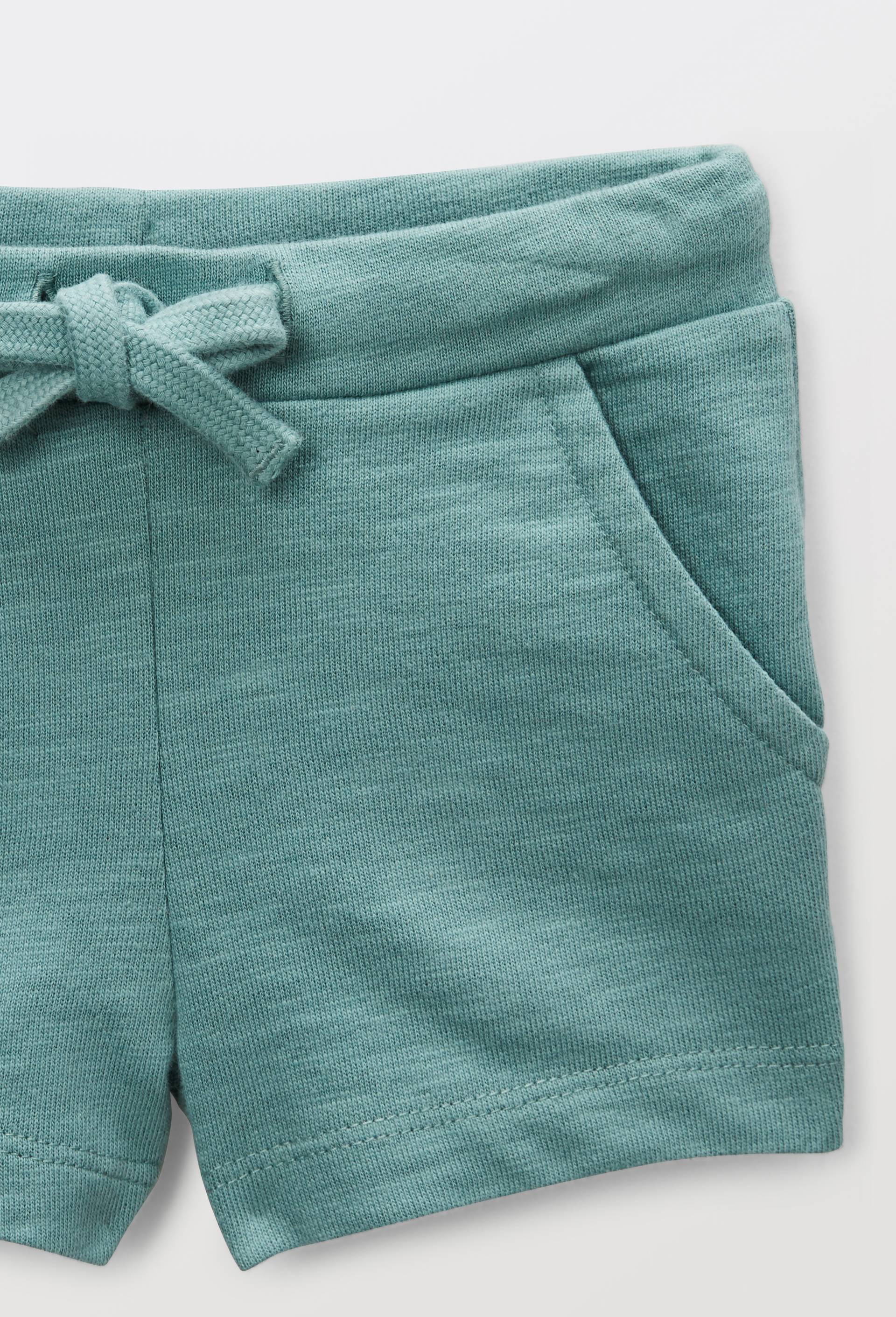 Short taille &eacute;lastique uni en molleton en coton BIO GOTS, Vert, large image number 3.0