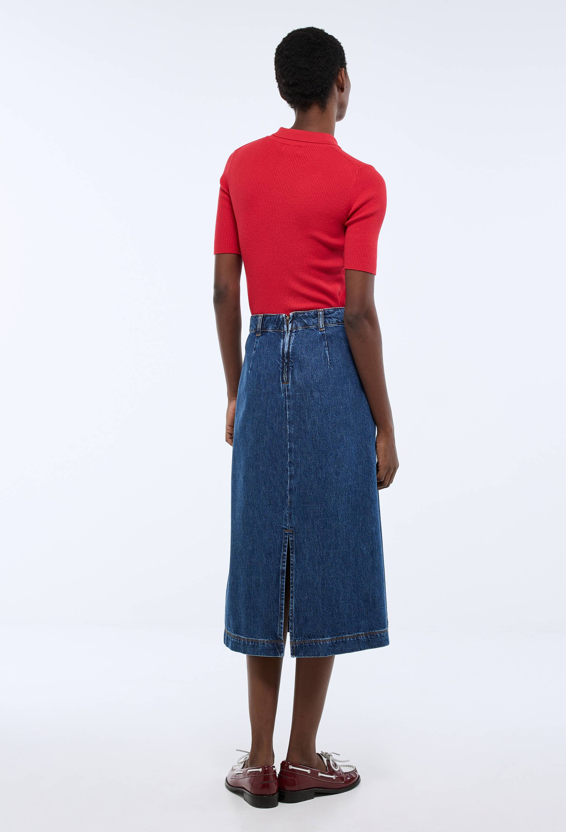 Jupe midi en denim, Bleu fonc&eacute;, large image number 1.0