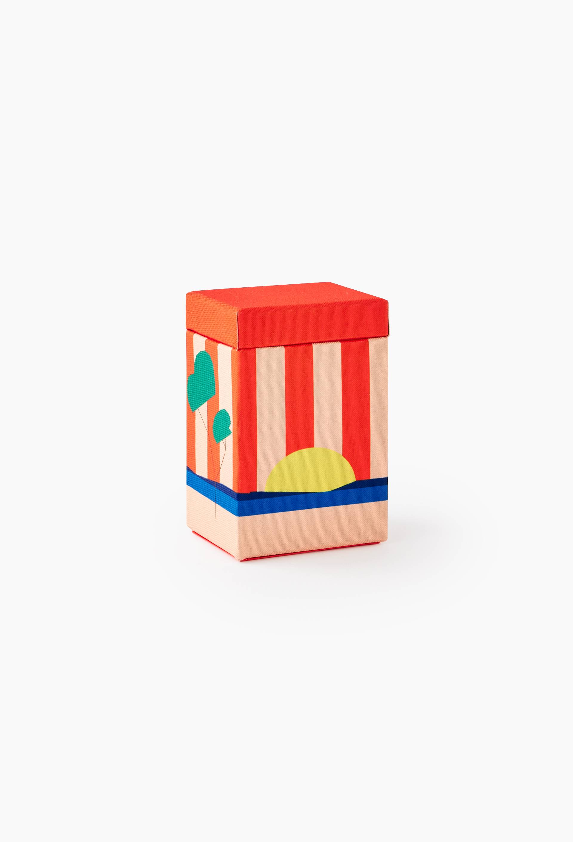 Bo&icirc;te imprim&eacute;e coucher de soleil, 10x15x8cm, en papier - BEN ARPEA x MONOPRIX, Rouge, large image number 0.0