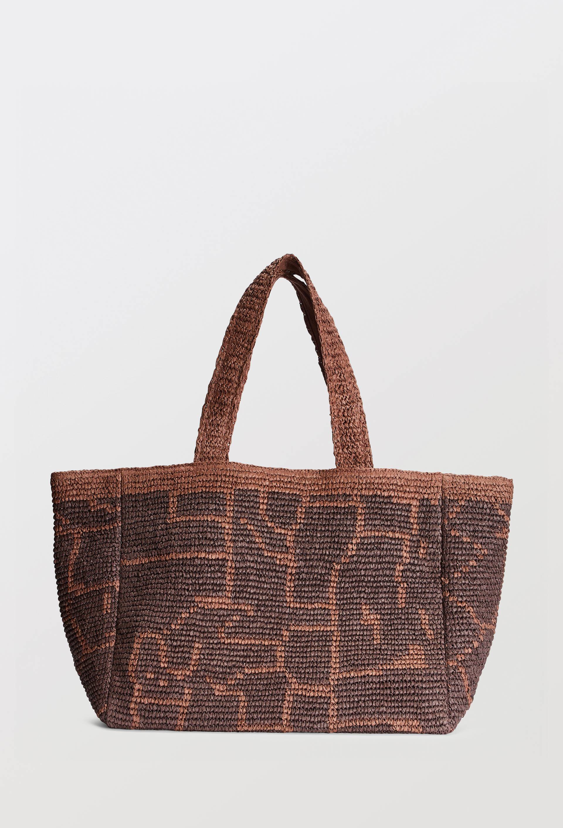 Panier &agrave; motifs girafe en raphia - LOUIS BARTHELEMY x MONOPRIX, Brun, large image number 1.0