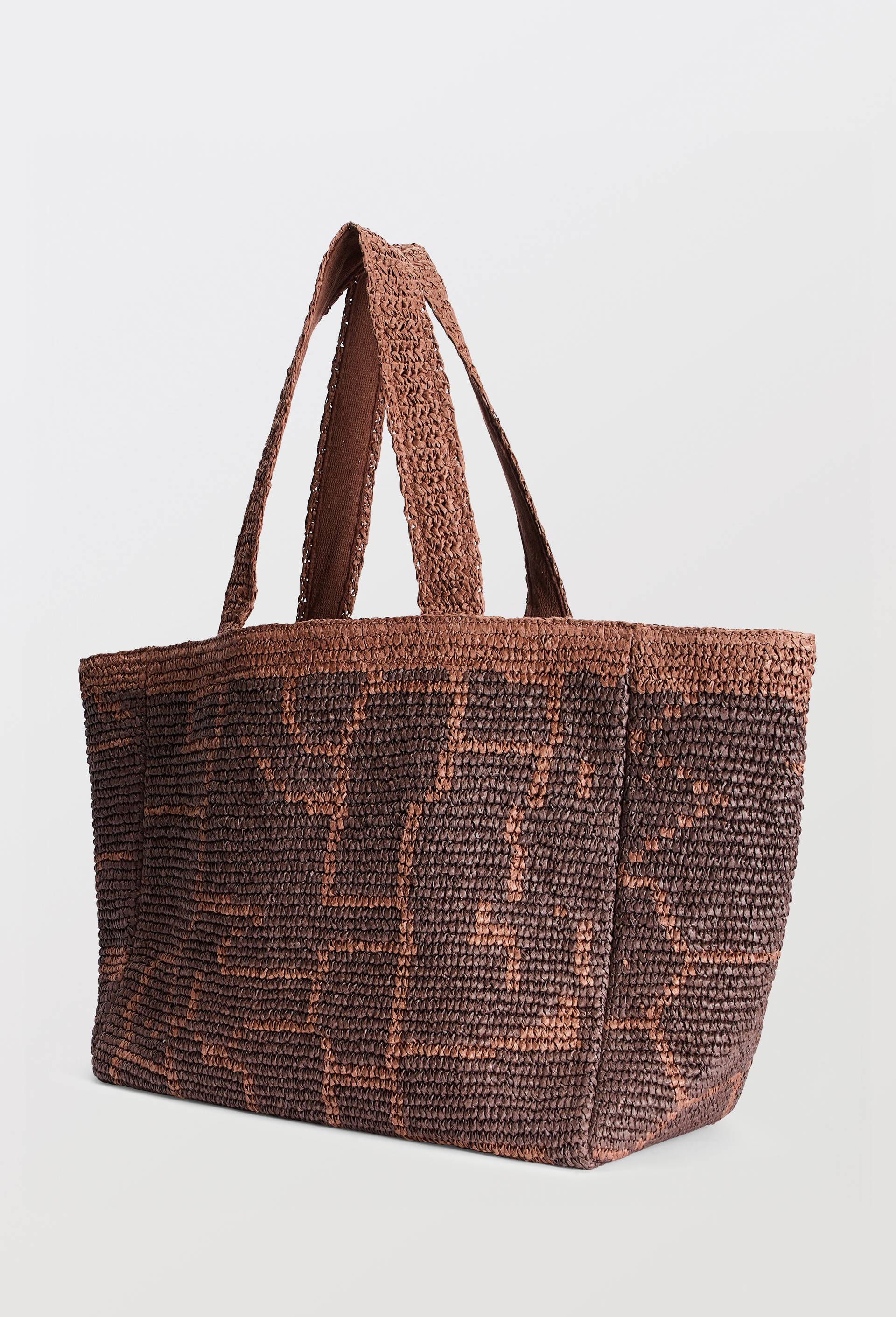 Panier &agrave; motifs girafe en raphia - LOUIS BARTHELEMY x MONOPRIX, Brun, large image number 2