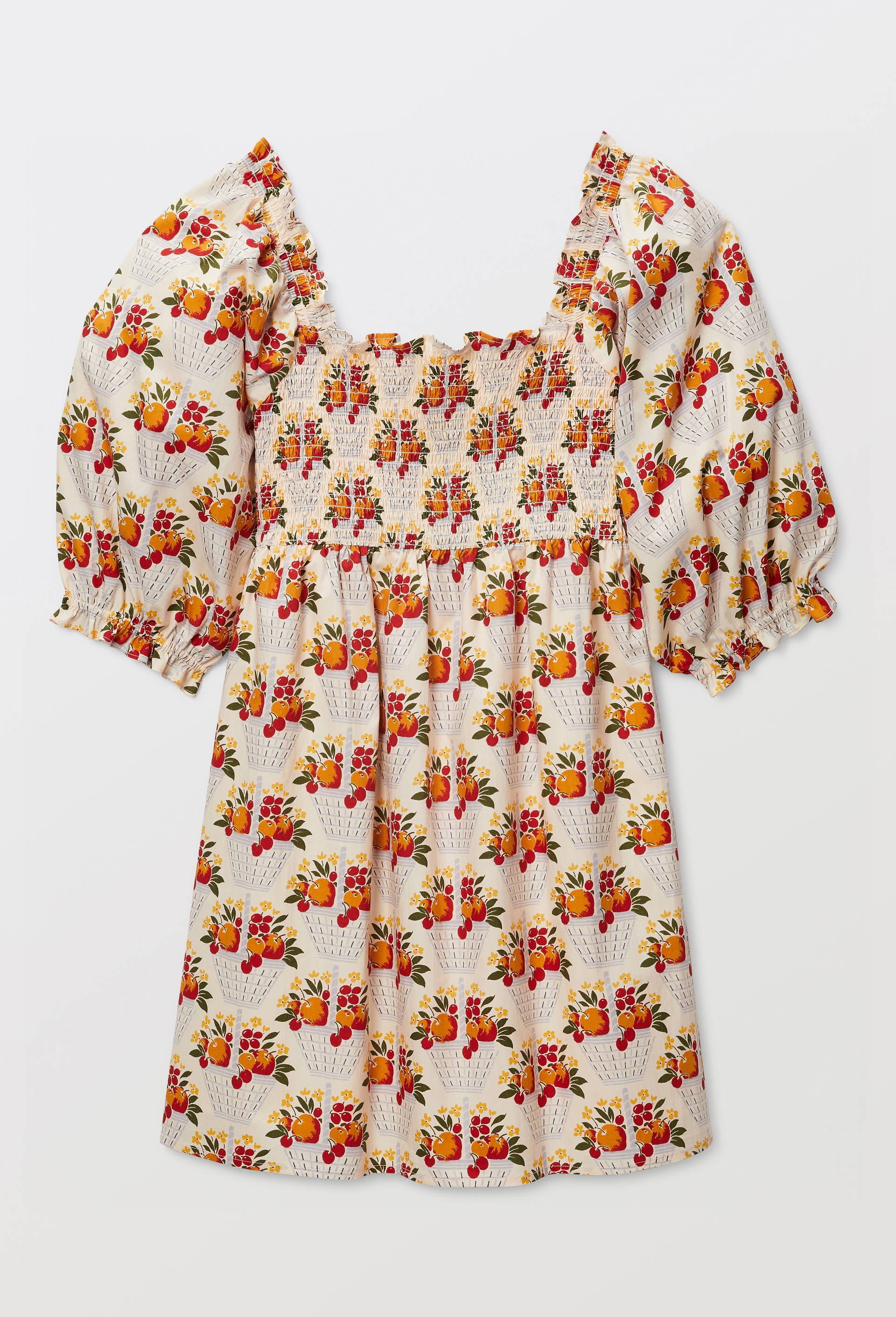 Robe courte imprim&eacute;e en coton BIO GOTS, Beige clair, large image number 4