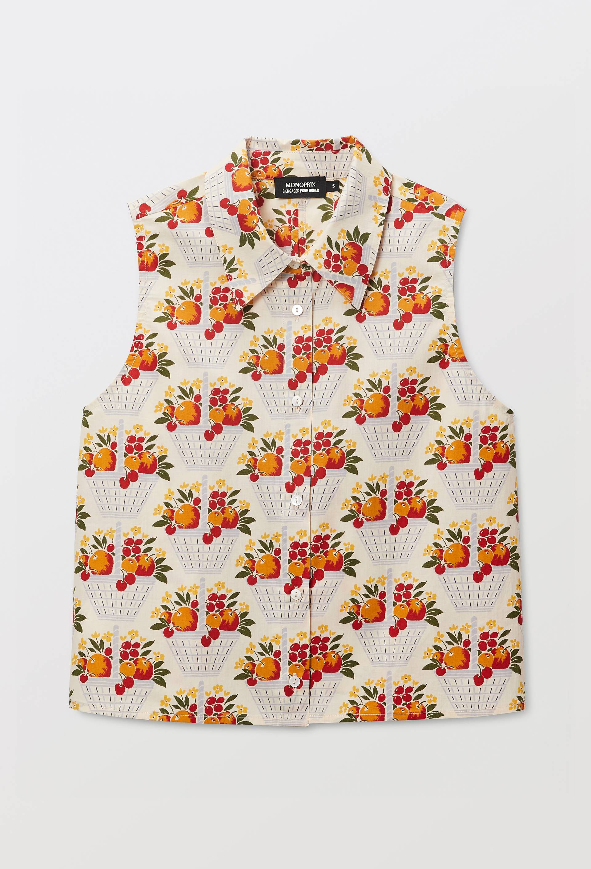 Chemise sans manches imprim&eacute;e en BIO GOTS, Beige clair, large image number 2.0