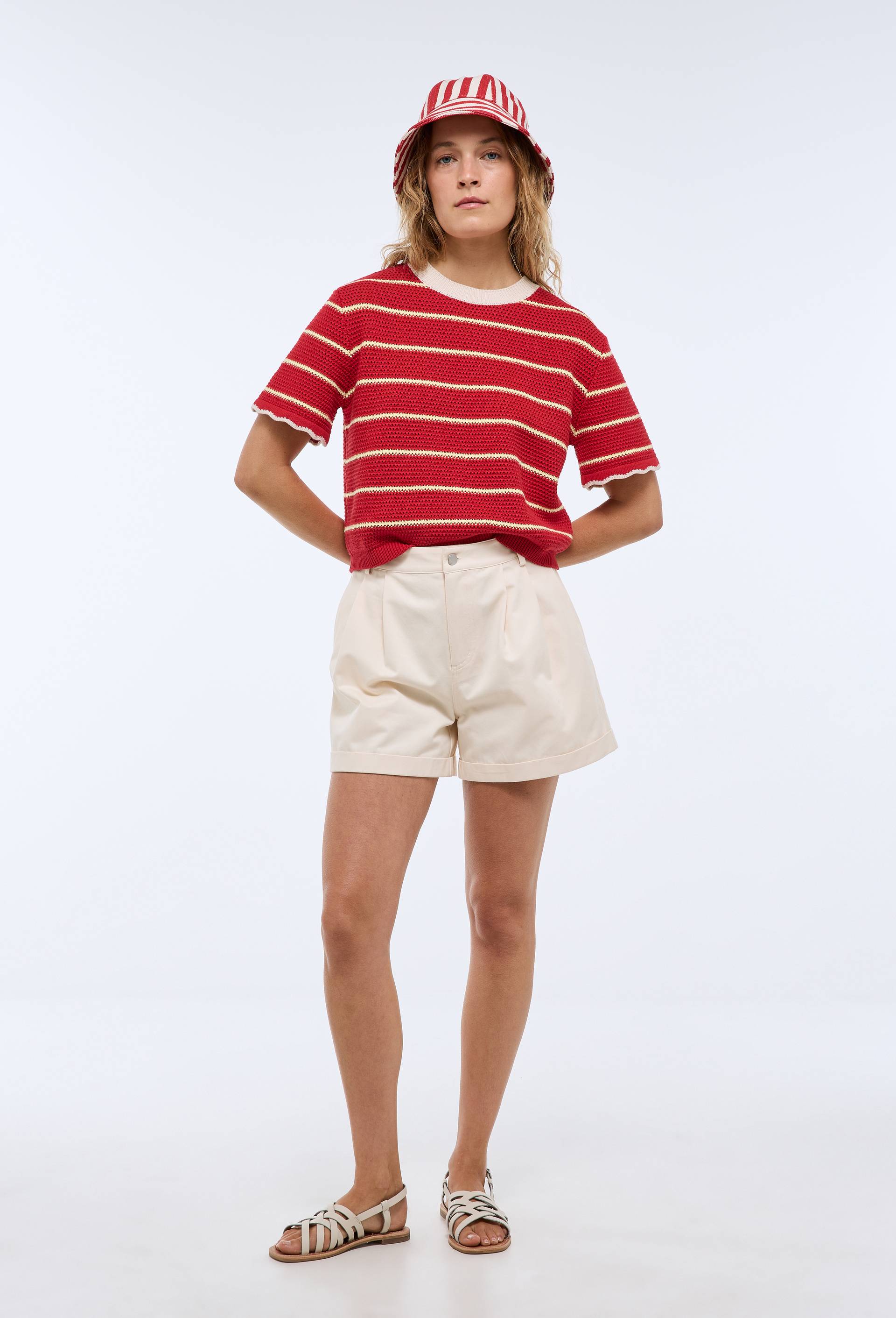 Short en coton, Beige clair, large image number 0.0