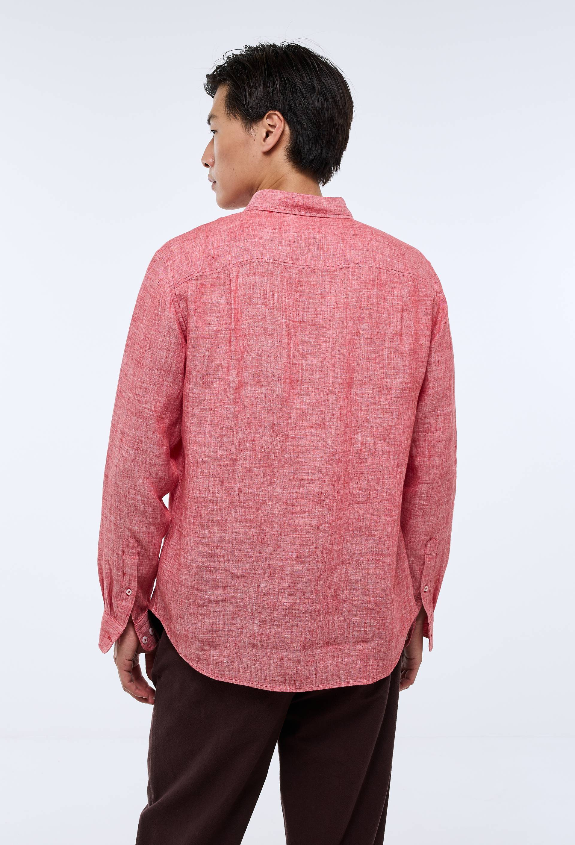 Chemise manches longues chambray en lin, Rouge, large image number 1.0