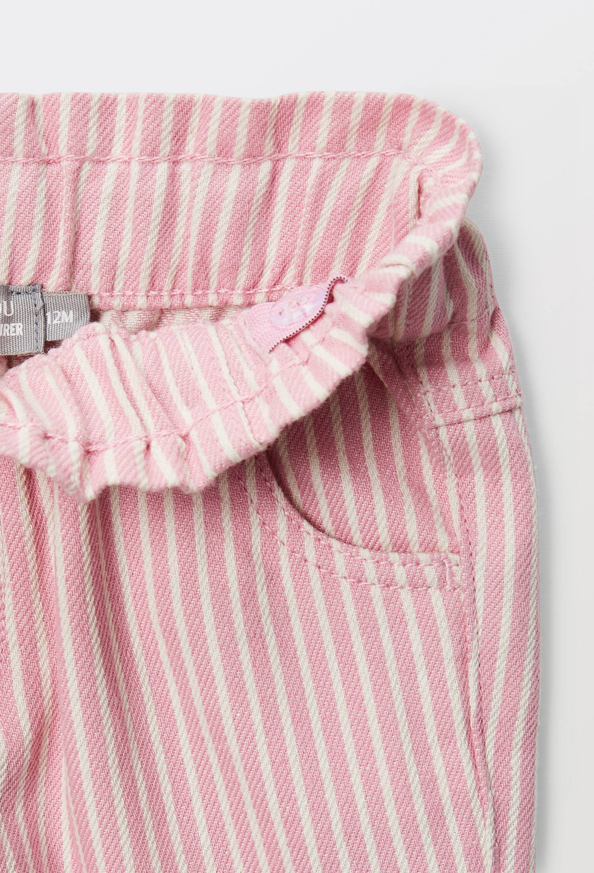 Pantalon taille &eacute;lastique en coton, Rose, large image number 3