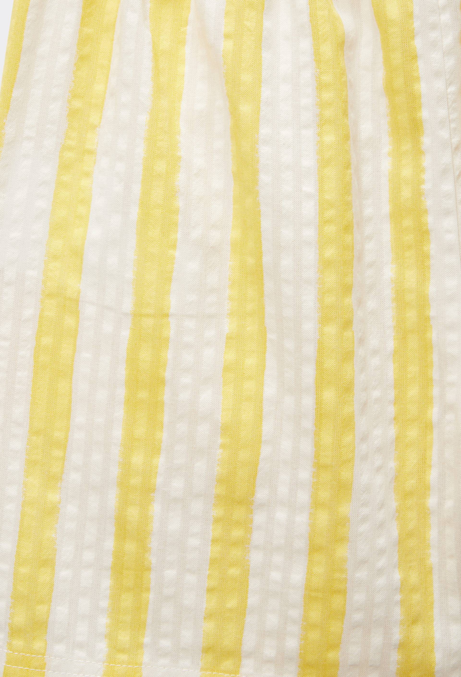 Short &eacute;lastiqu&eacute; en seersucker ray&eacute; en coton, Jaune, large image number 4