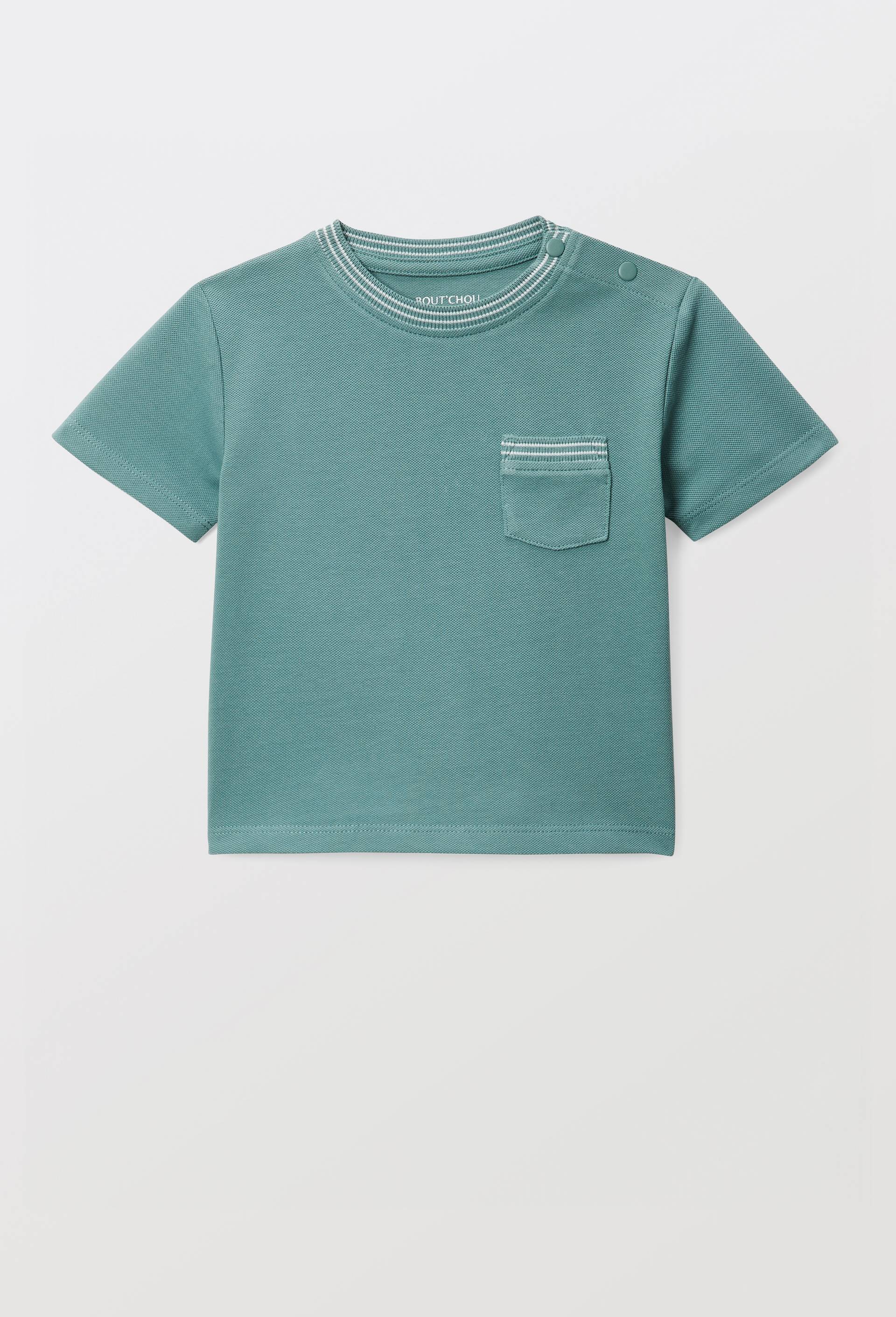 T-shirt manches courtes uni en piqu&eacute; de coton BIO GOTS, Vert, large image number 1