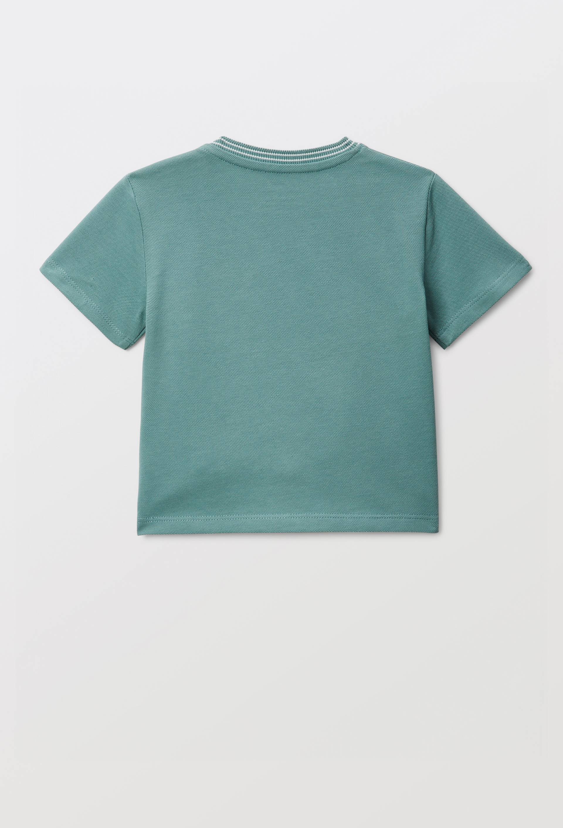 T-shirt manches courtes uni en piqu&eacute; de coton BIO GOTS, Vert, large image number 2