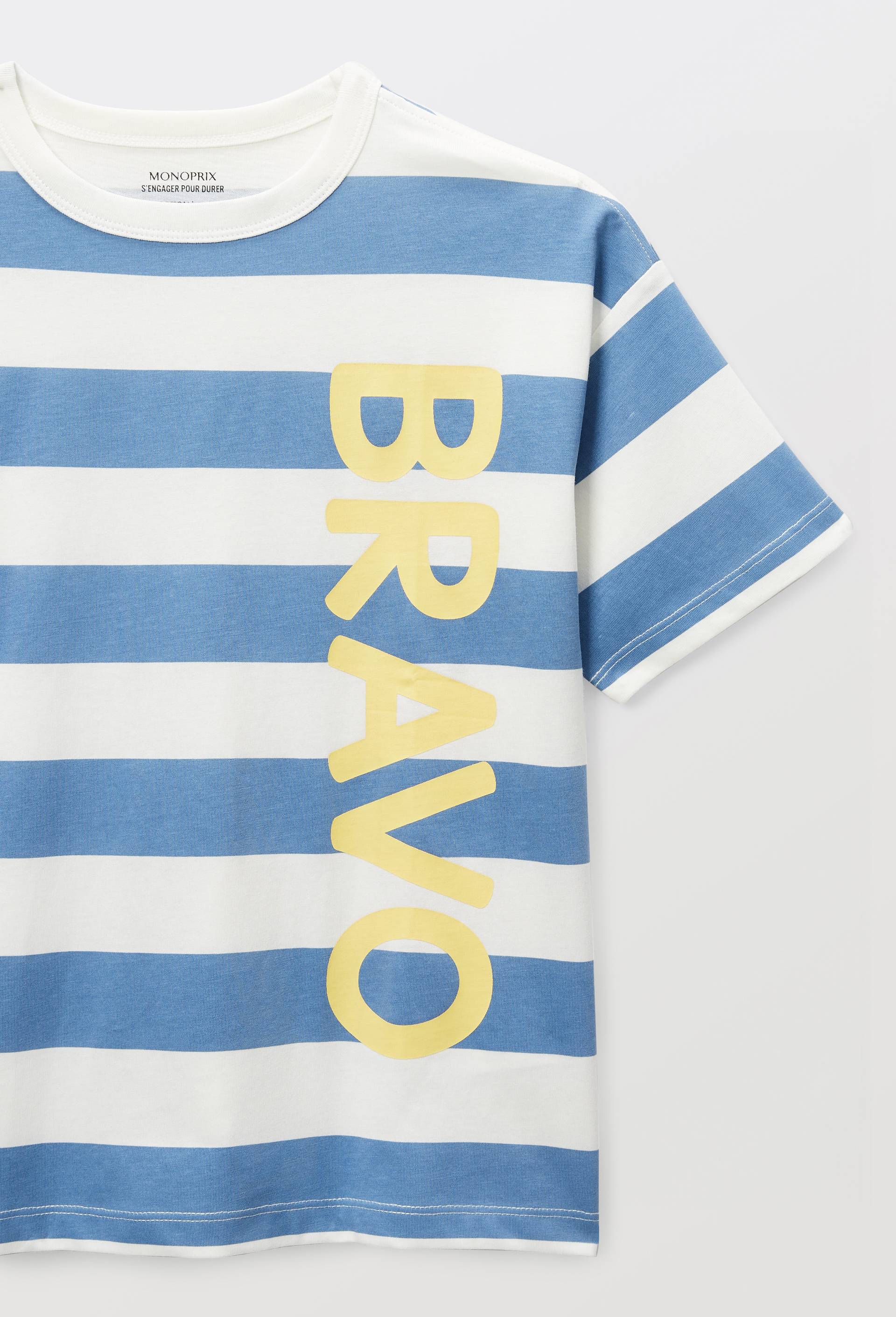 T-shirt manches courtes imprim&eacute; en coton BIO GOTS, Bleu, large image number 3.0