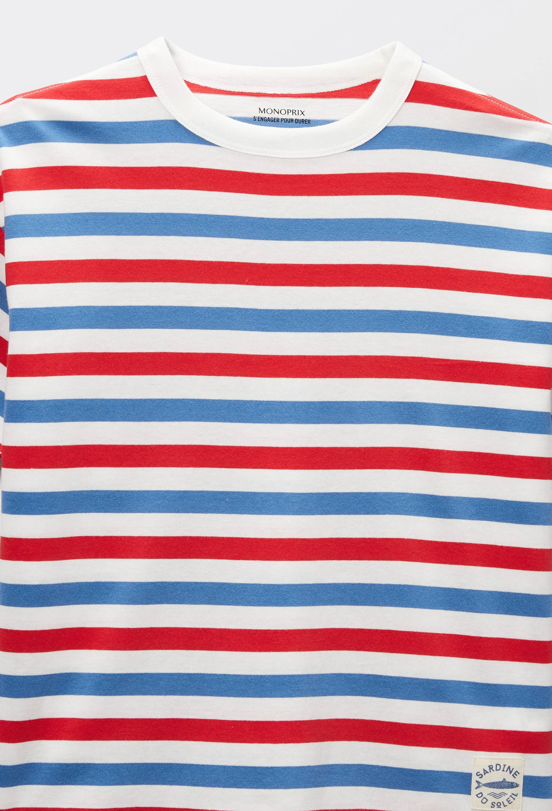 T-shirt manches courtes ray&eacute; en coton BIO GOTS, Rouge, large image number 3