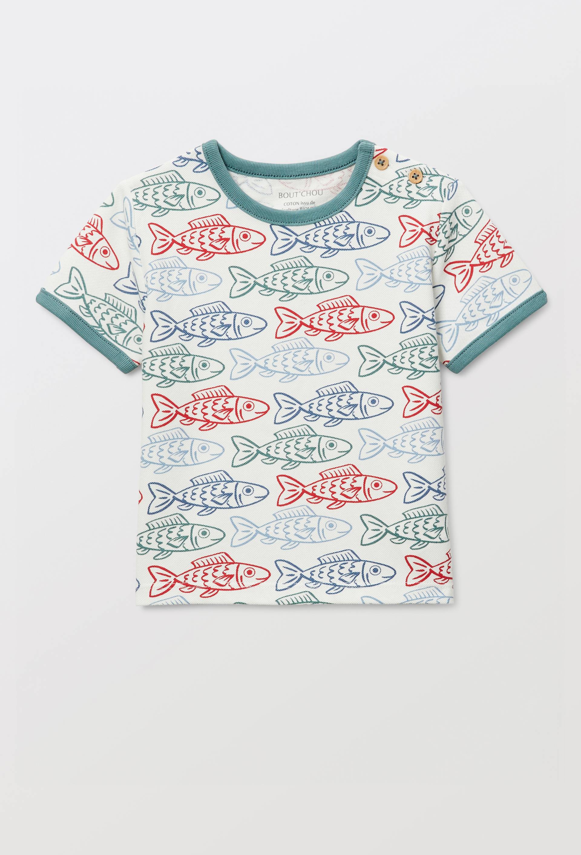 T-shirt manches imprim&eacute; en coton BIO GOTS, Ecru, large image number 0