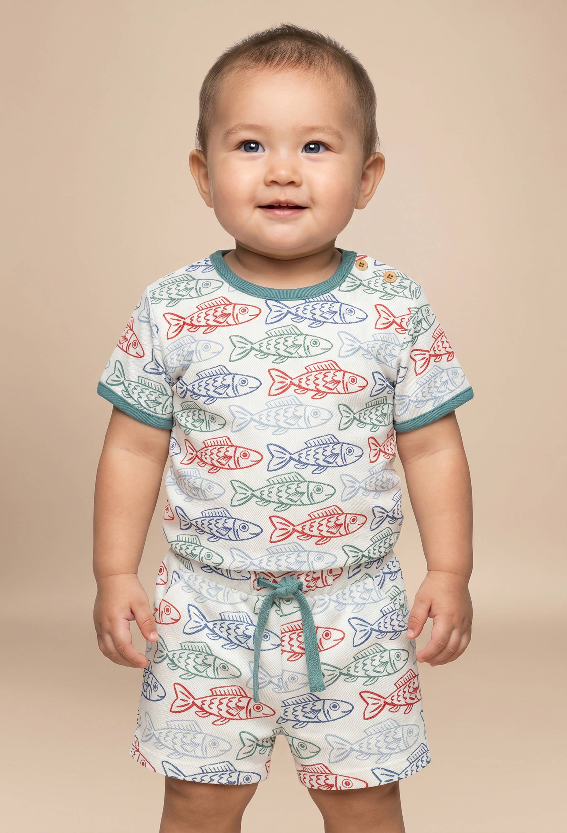 T-shirt manches imprim&eacute; en coton BIO GOTS, Ecru, large image number 0