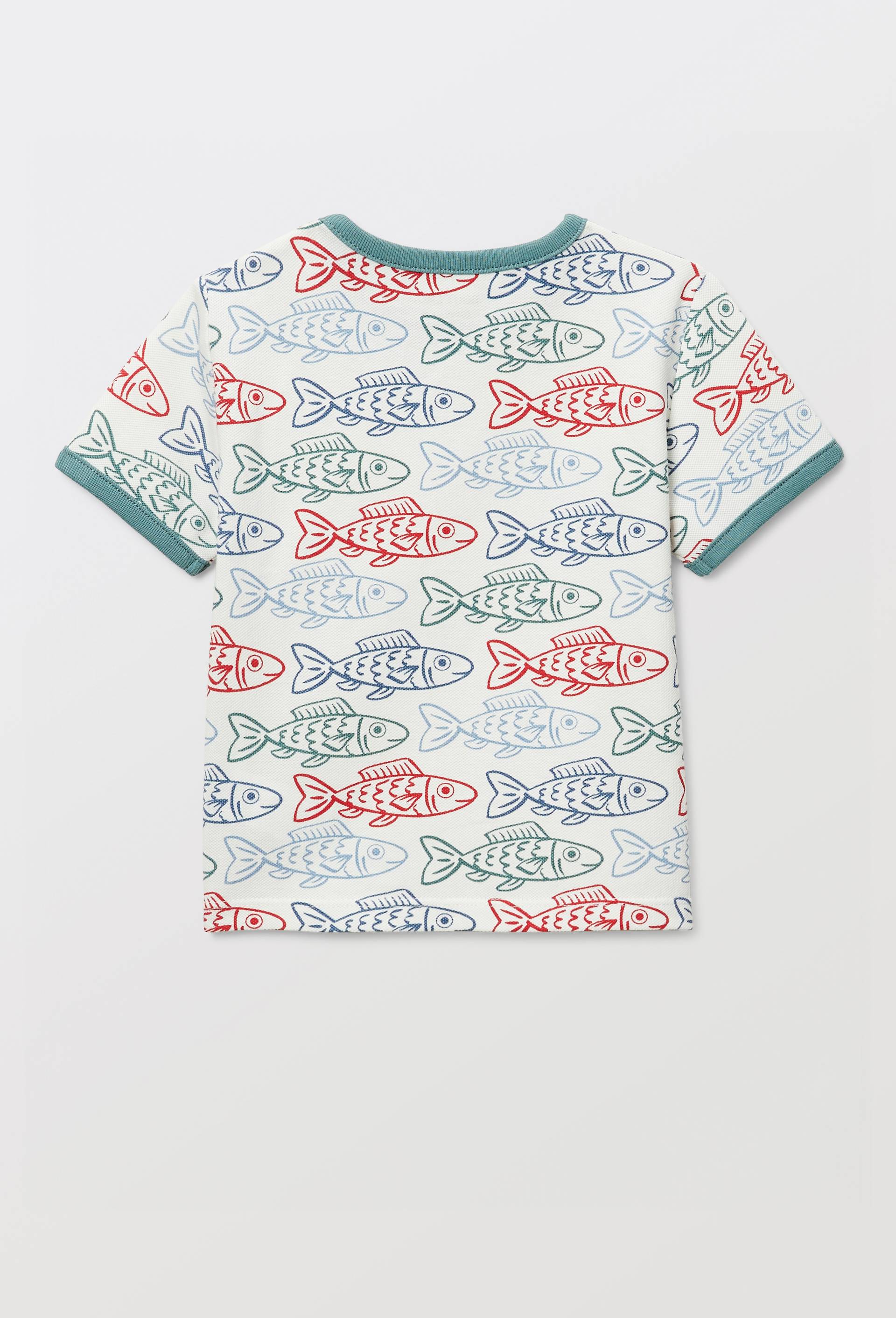 T-shirt manches imprim&eacute; en coton BIO GOTS, Ecru, large image number 1.0