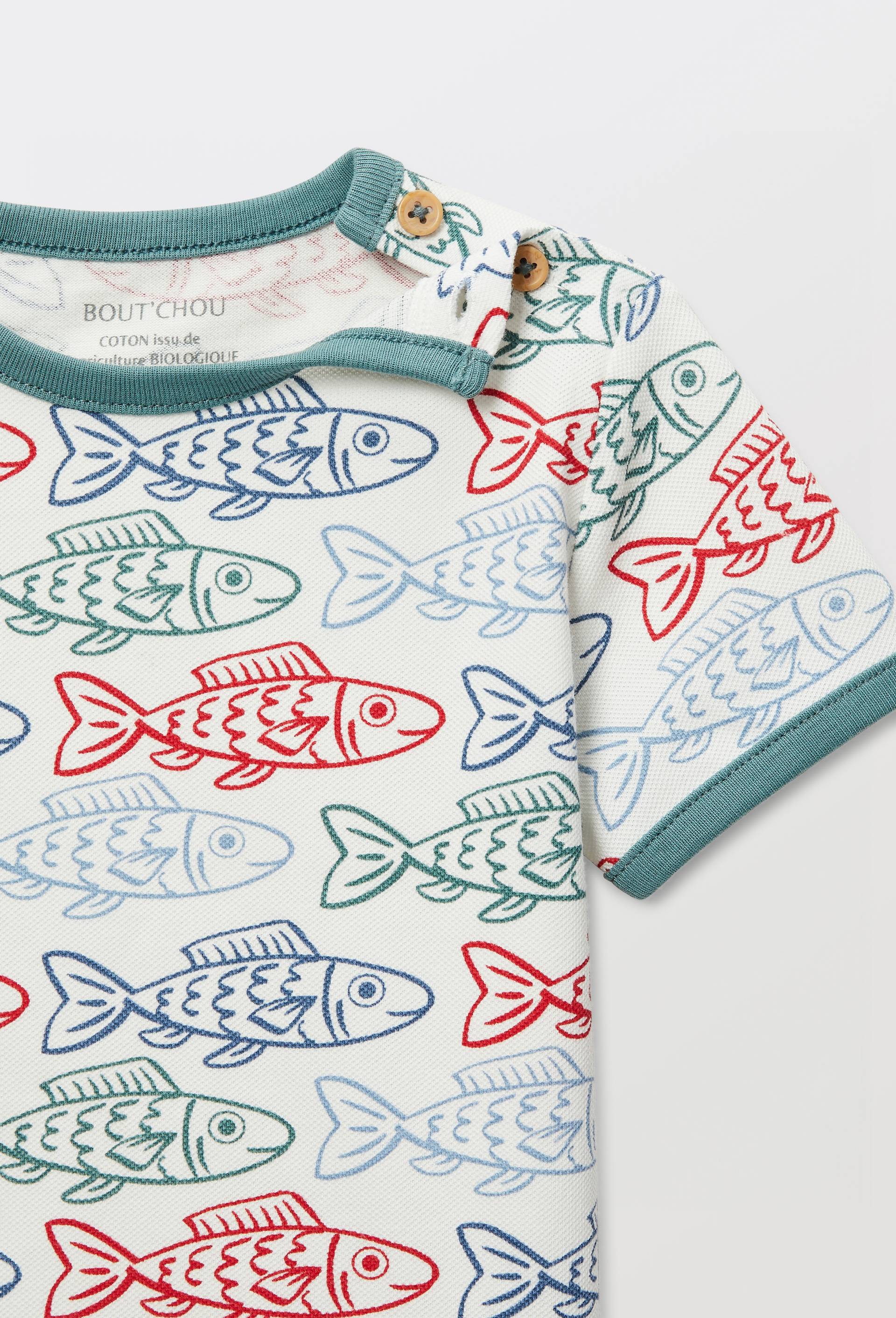 T-shirt manches imprim&eacute; en coton BIO GOTS, Ecru, large image number 2