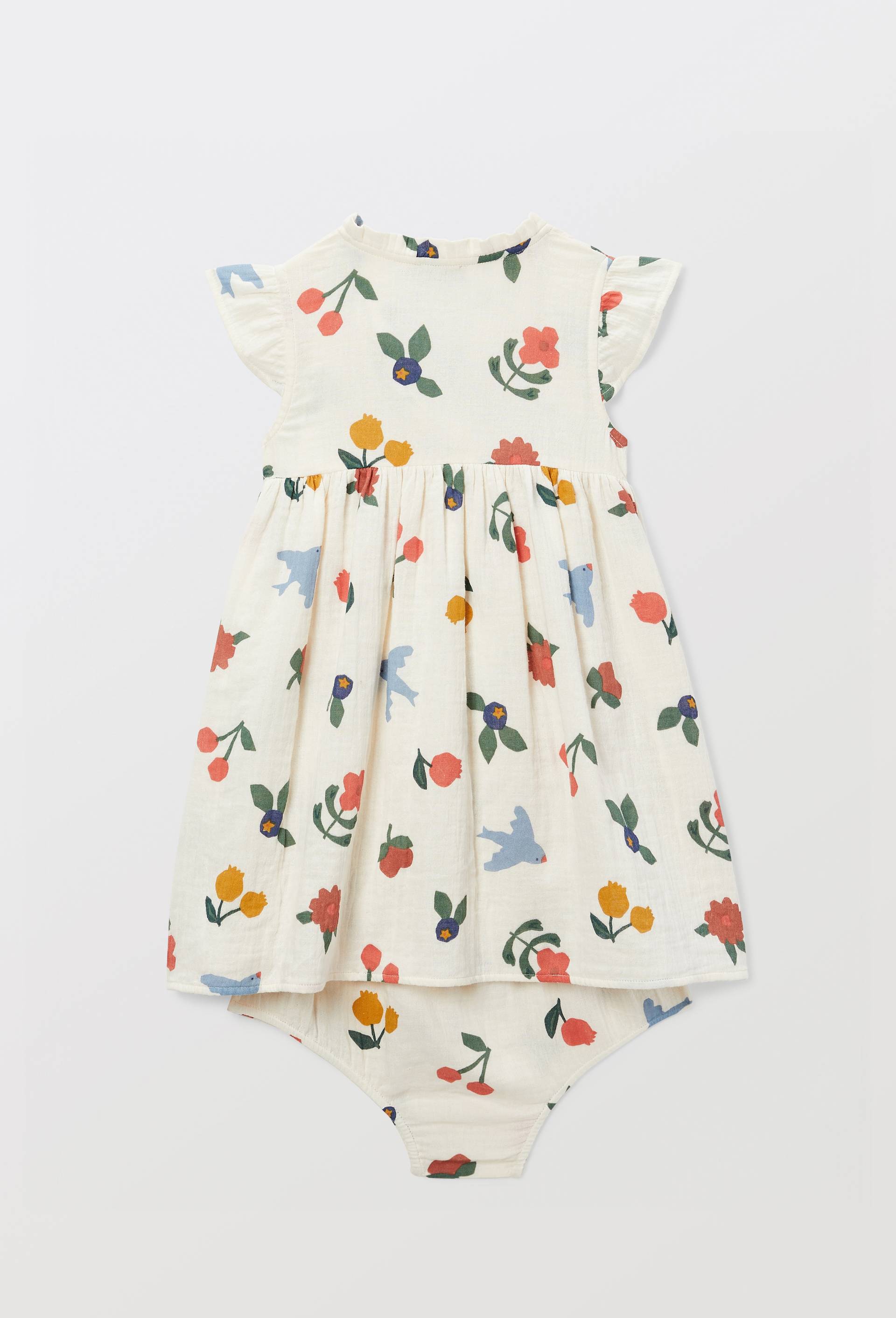 Robe portefeuille avec bloomer imprim&eacute;s en coton BIO GOTS, Beige clair, large image number 2.0